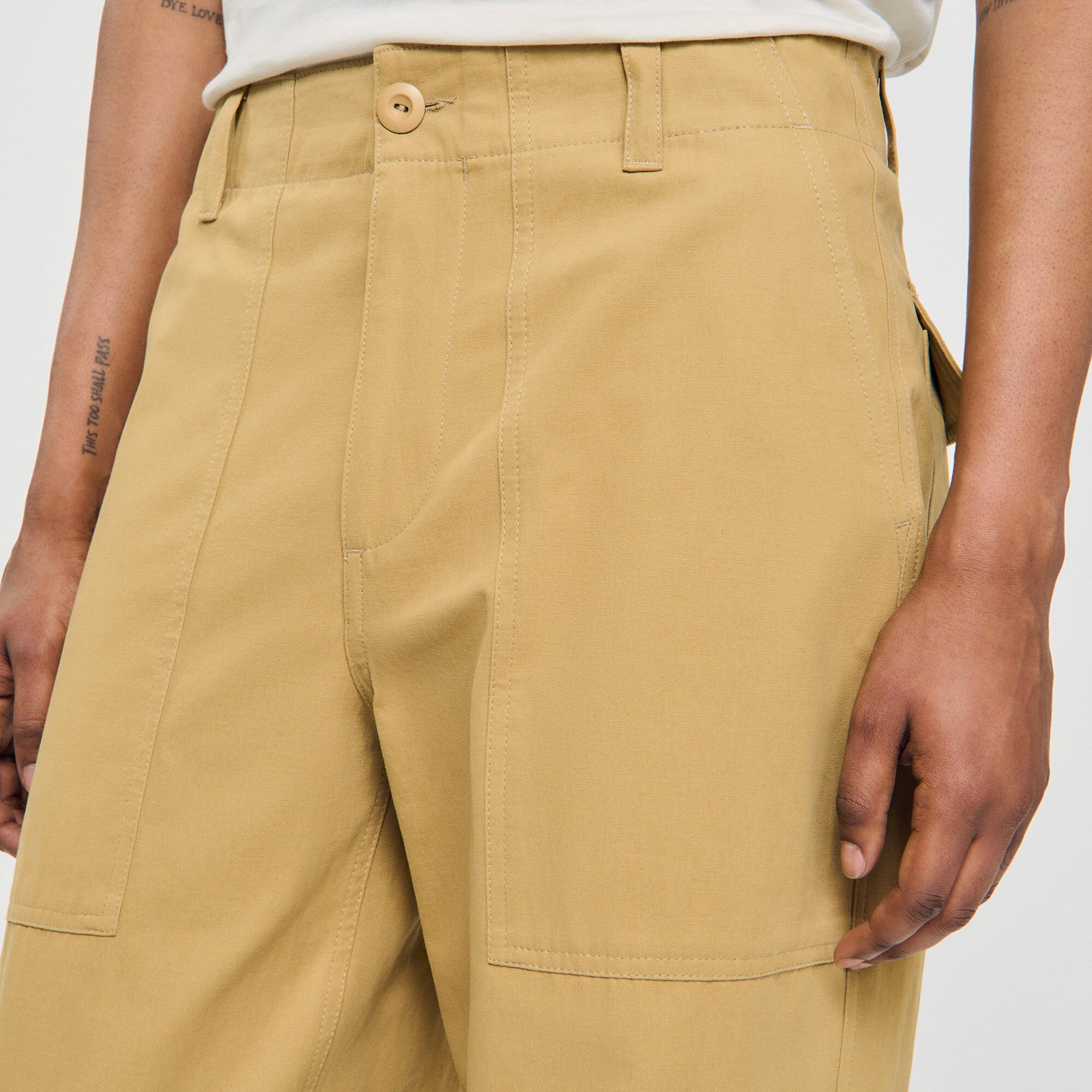 Wide-leg cotton trousers