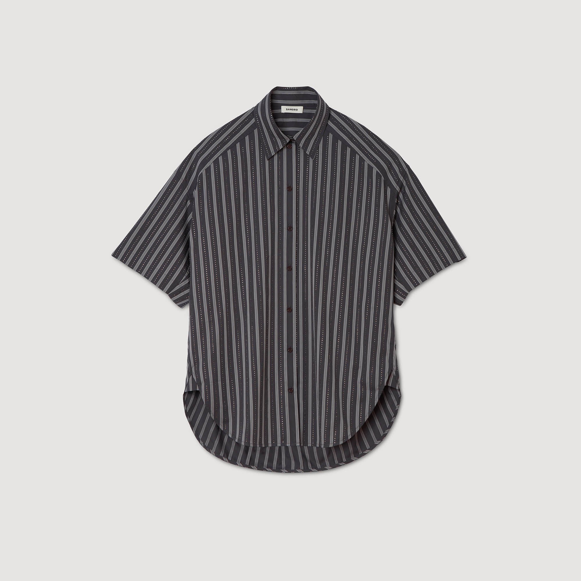 Oversized striped rhinestone shirt