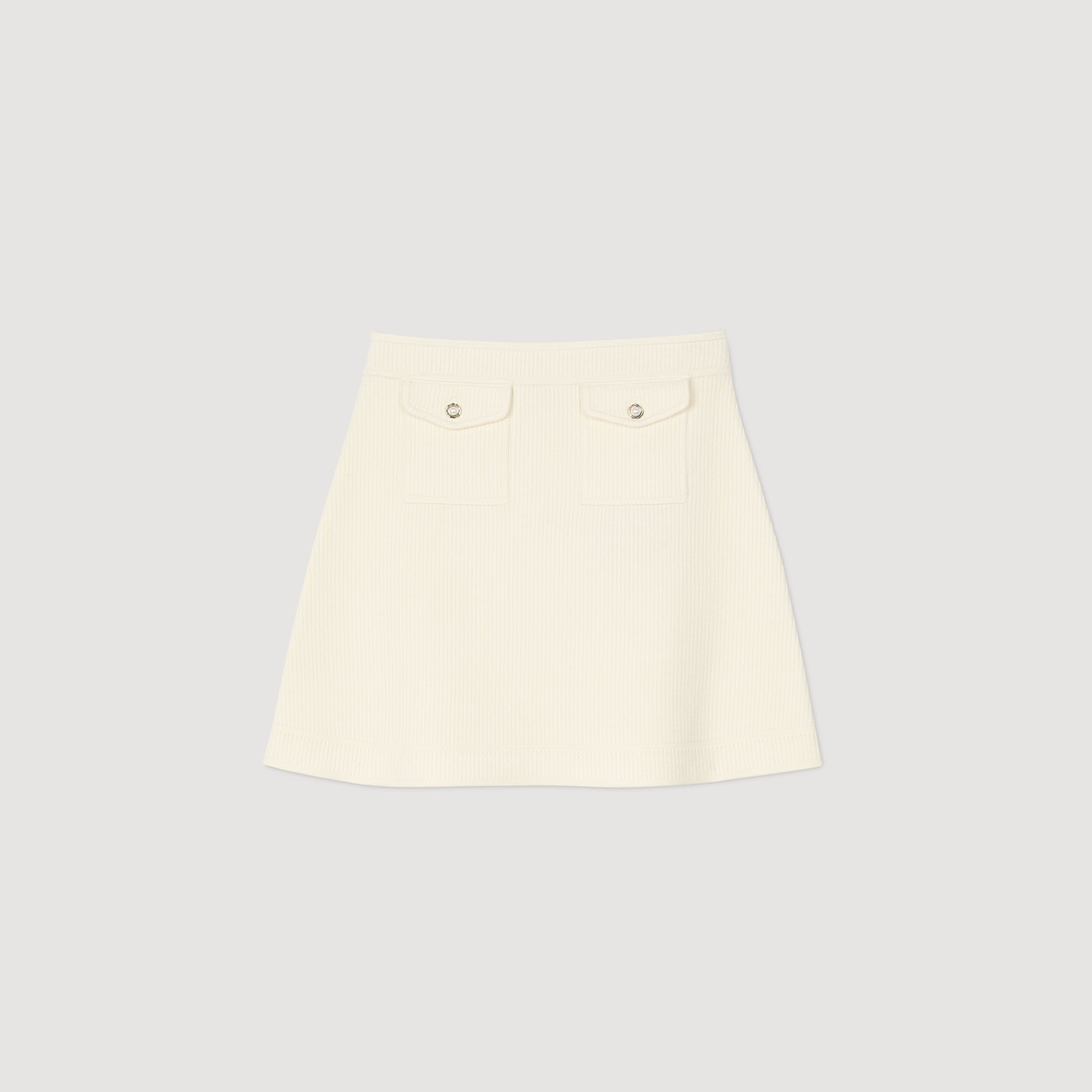 Short rib-knit skirt white / beige For Women | Sandro Paris Short rib-knit skirt white / beige For Women | Sandro Paris