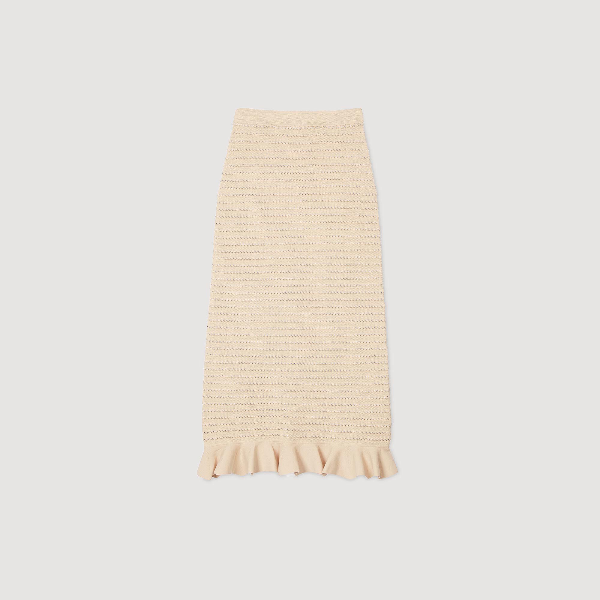 Rhinestone knit maxi skirt white / beige For Women | Sandro