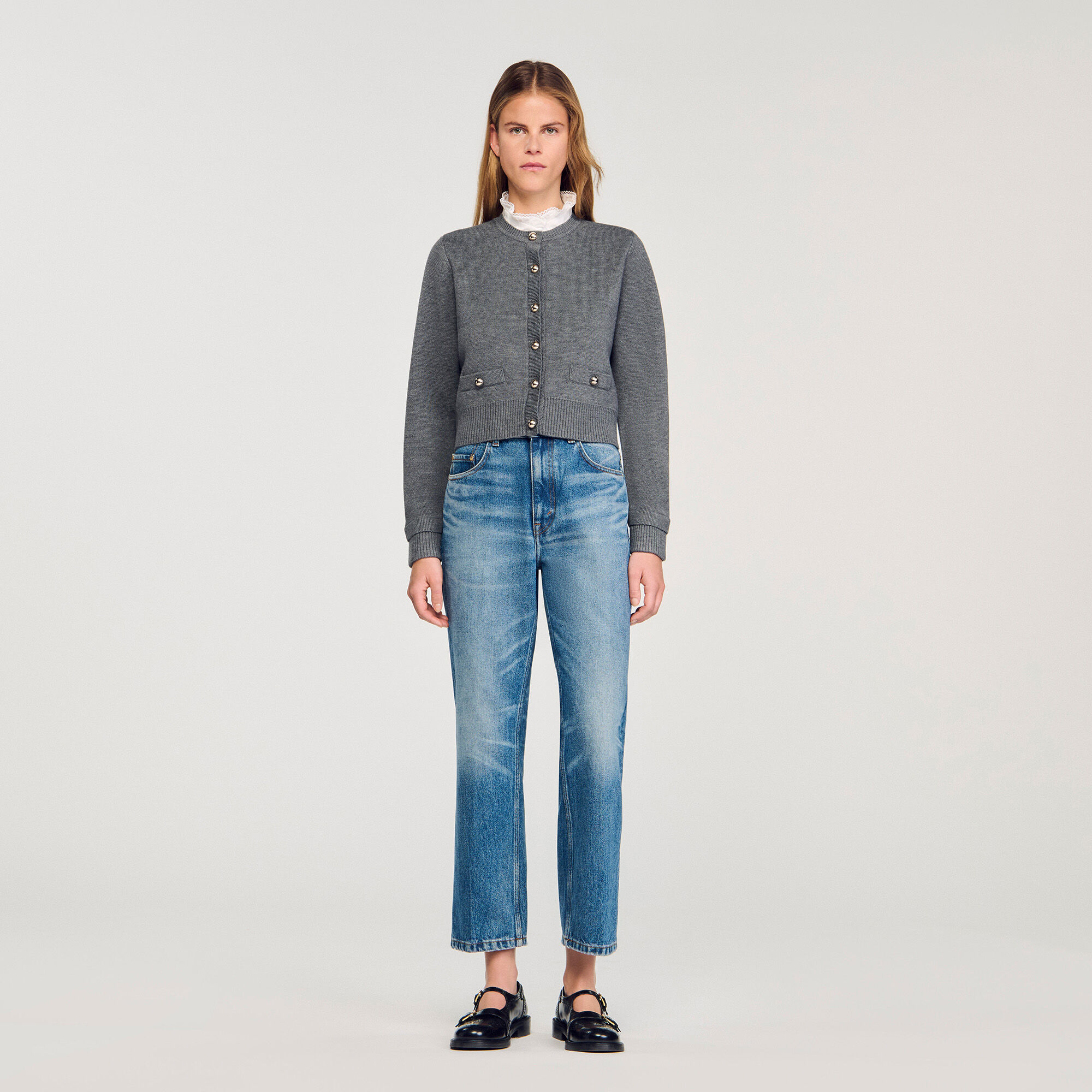 トップス CFCL PORTRAIT CARDIGAN SHADOW GRAY1 Grey Melange Cardigan – self-portrait-US