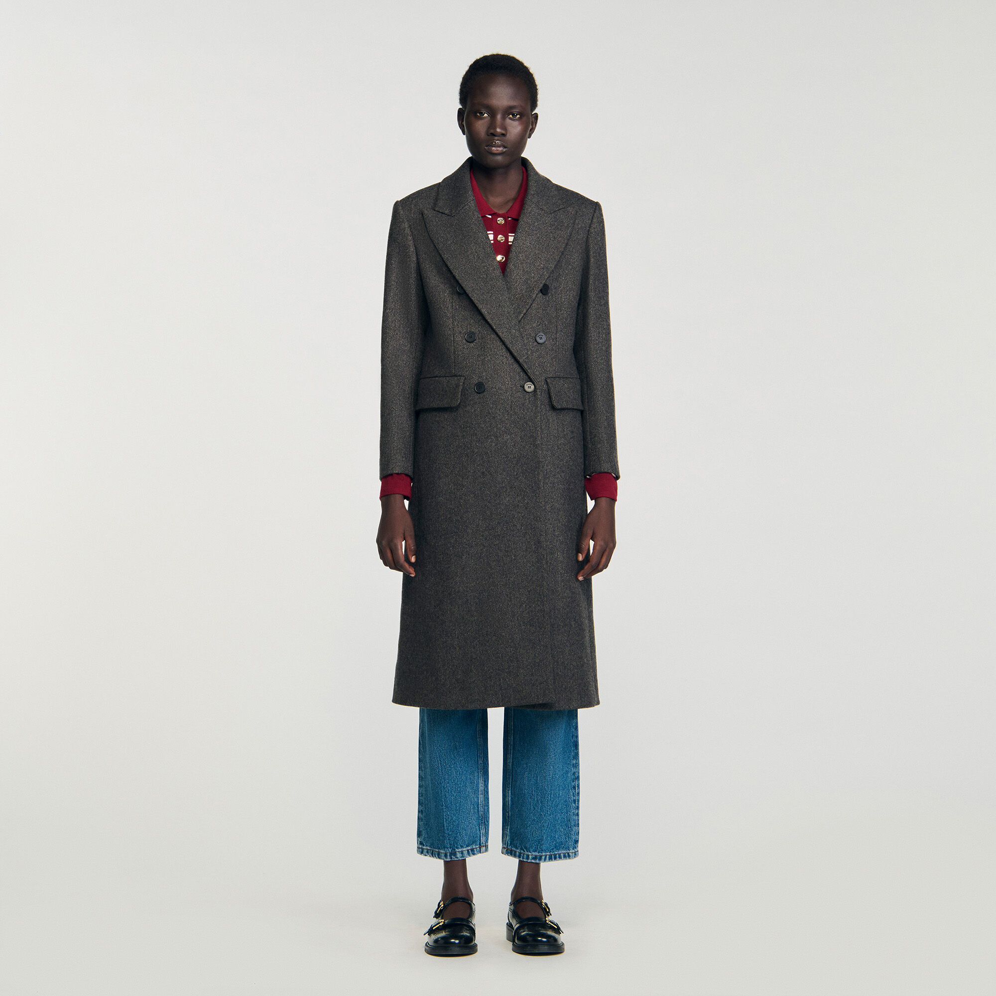 Fitted double-breasted coat