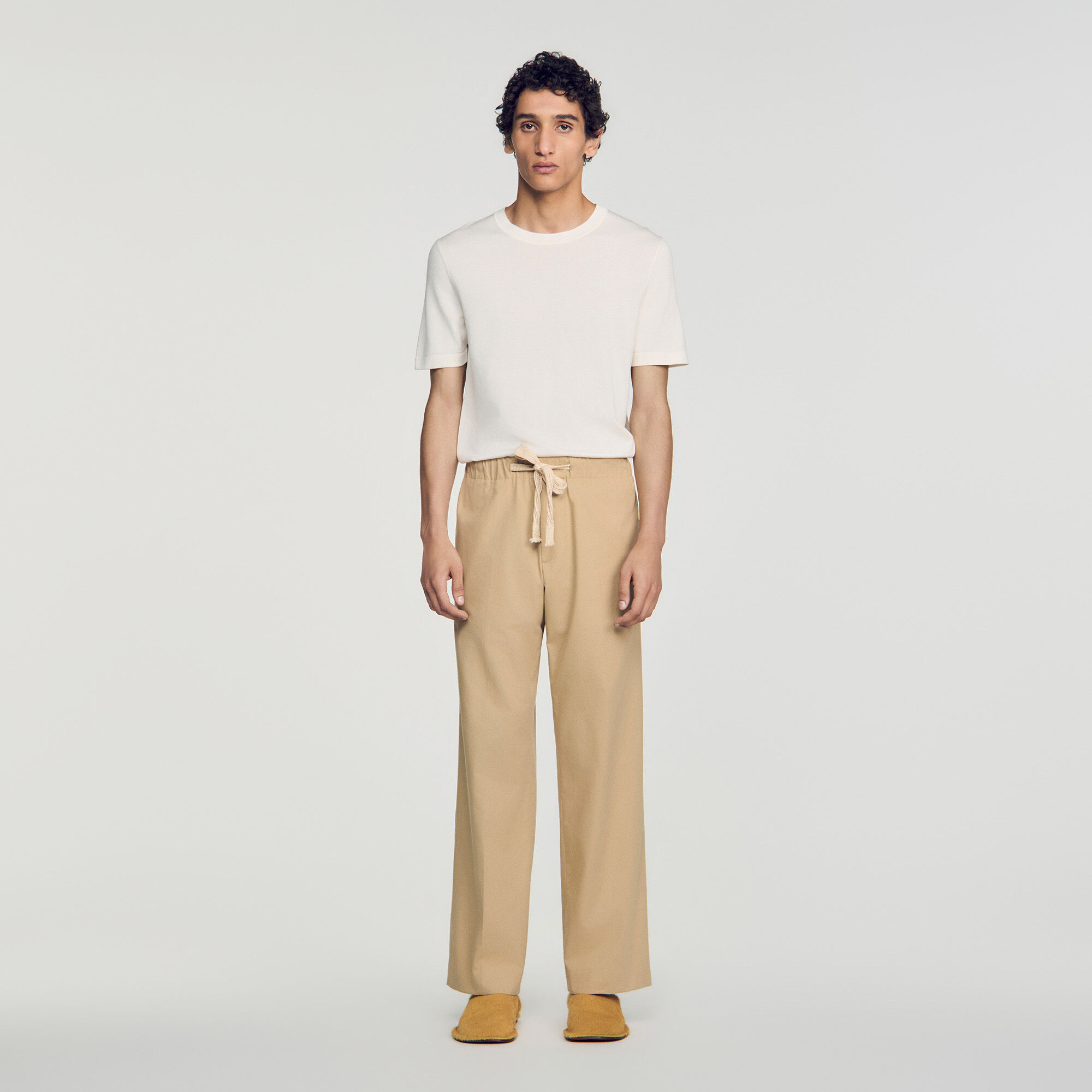 Wide-leg cotton trousers