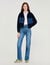 Knit and denim sweatshirt