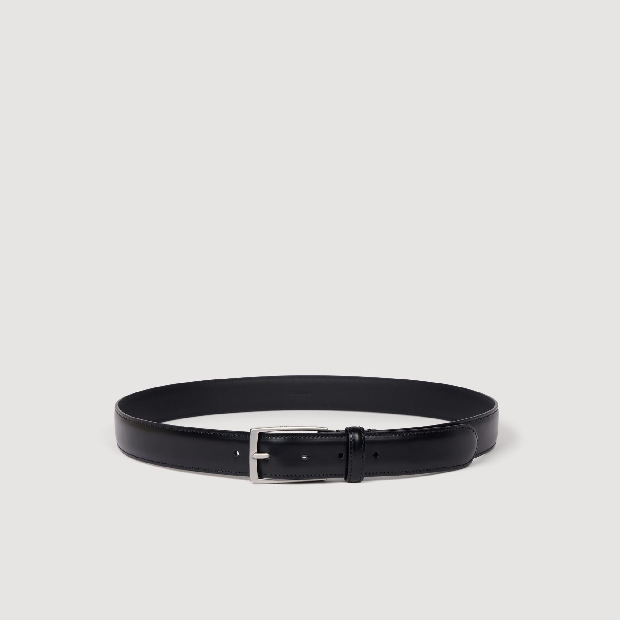 Rectangular buckle leather belt