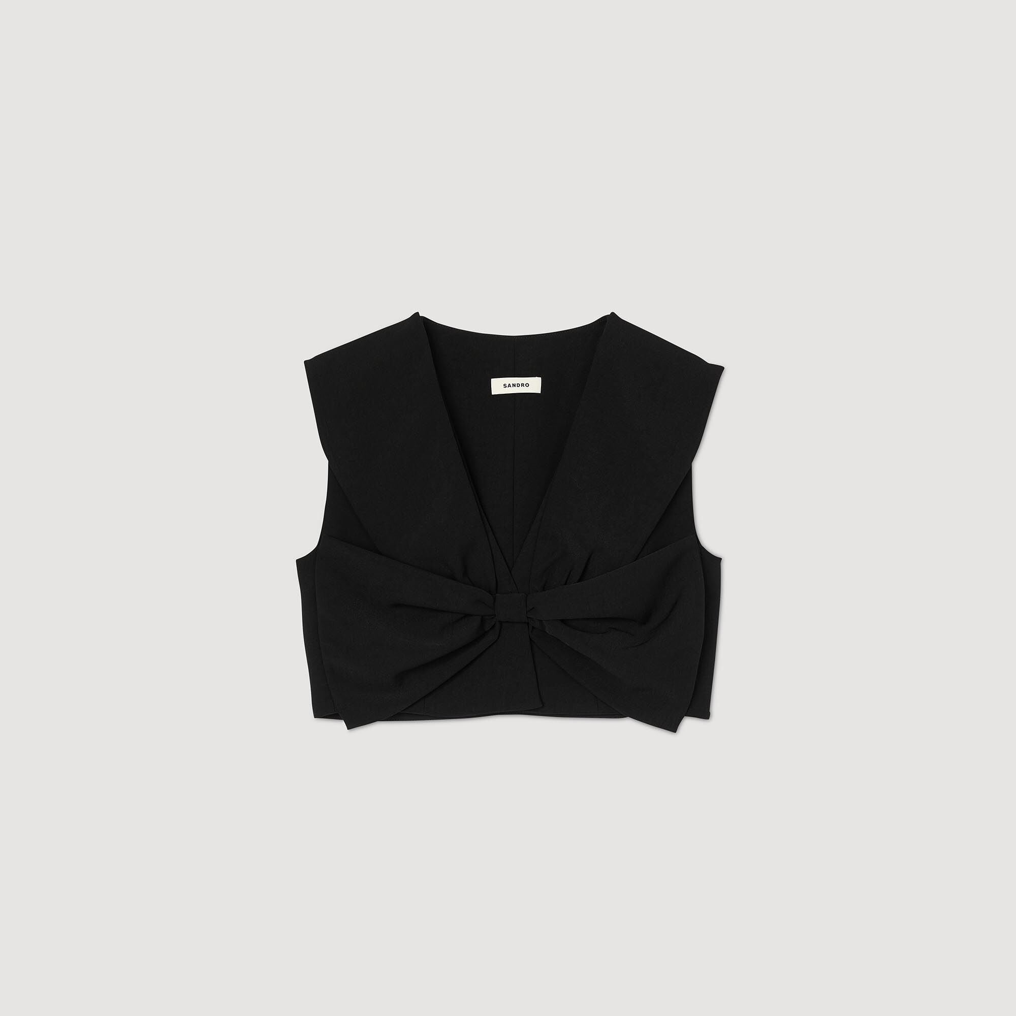 Satin-effect crop top black / gray For Women | Sandro Paris