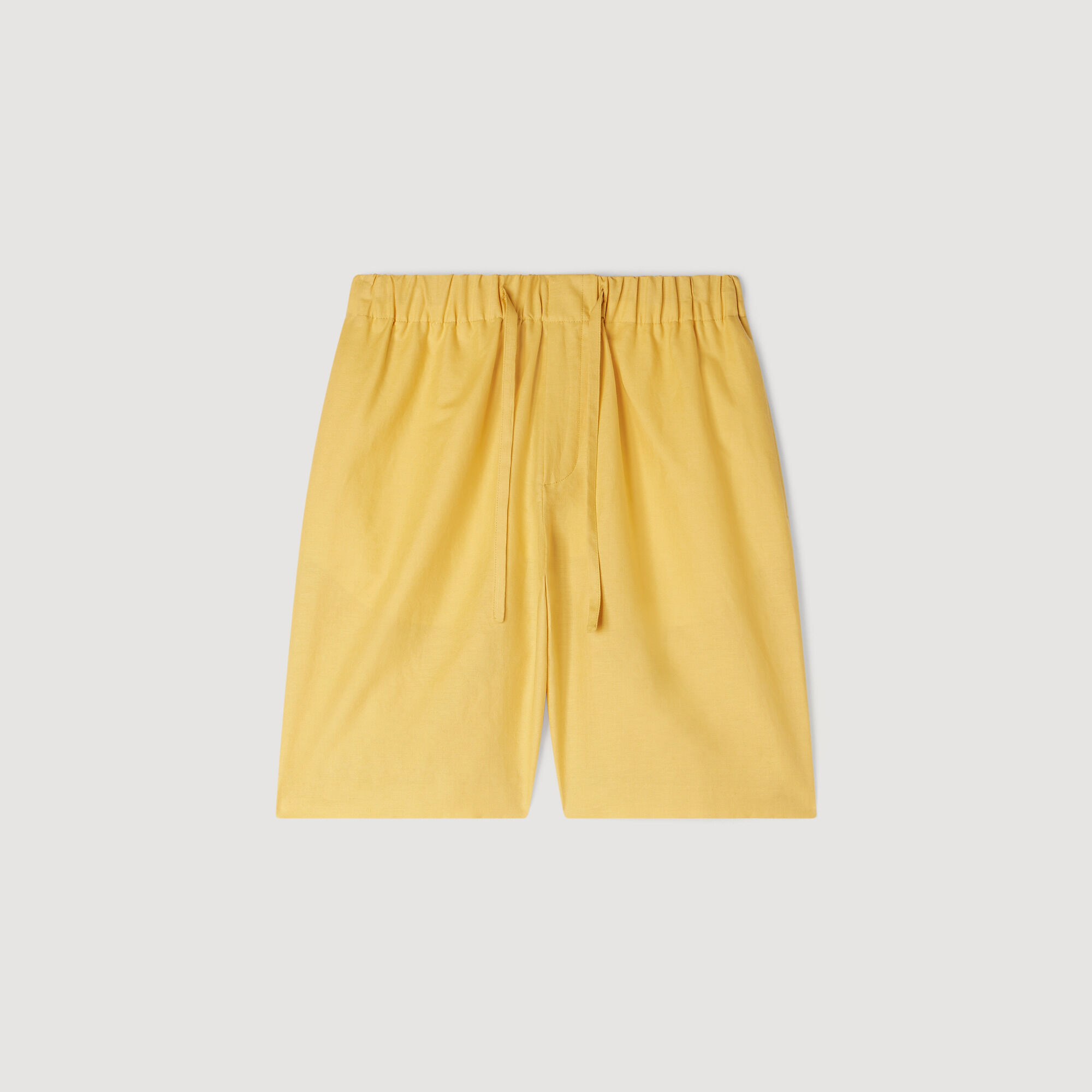 Elastic waist linen shorts