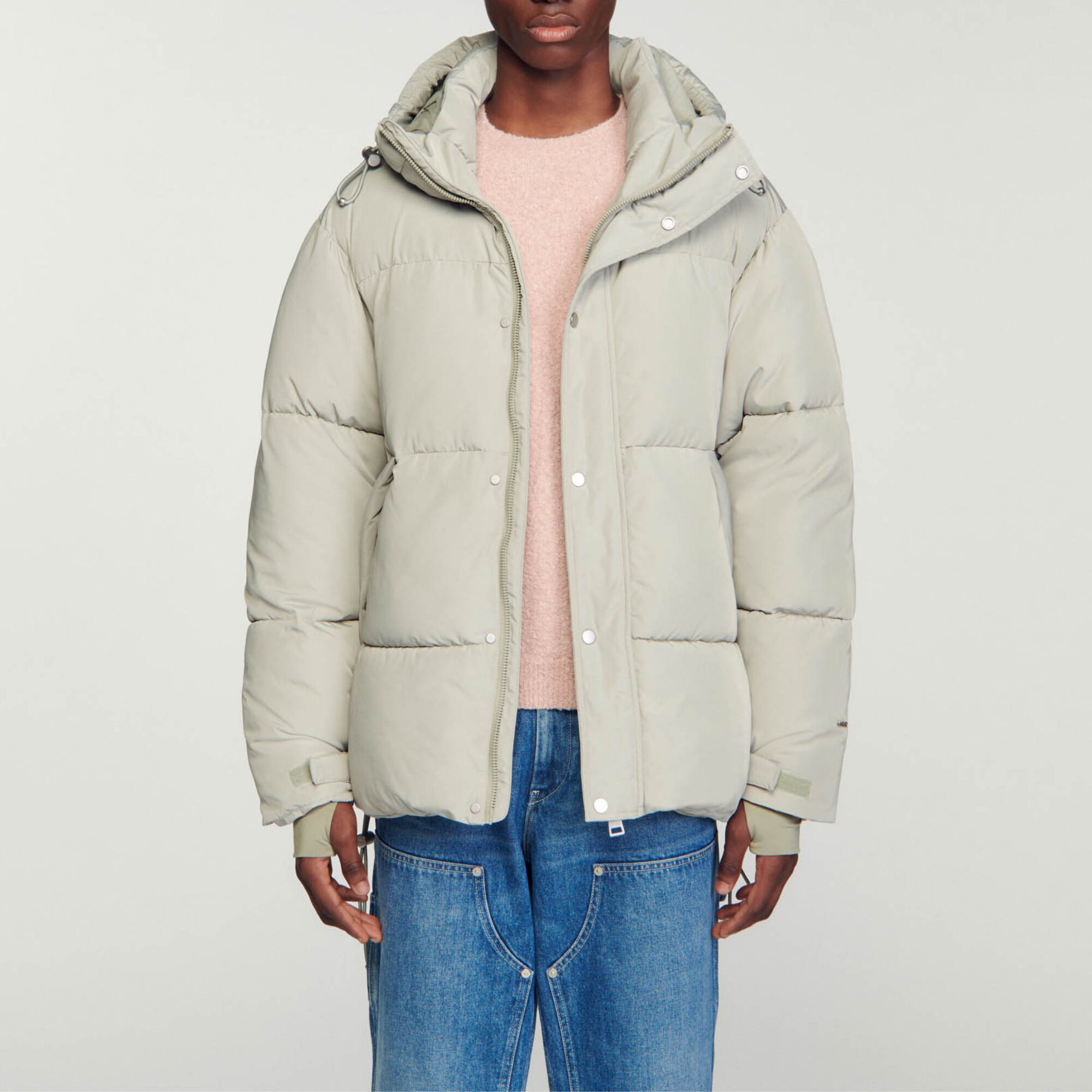 3/4-length hooded puffer jacket