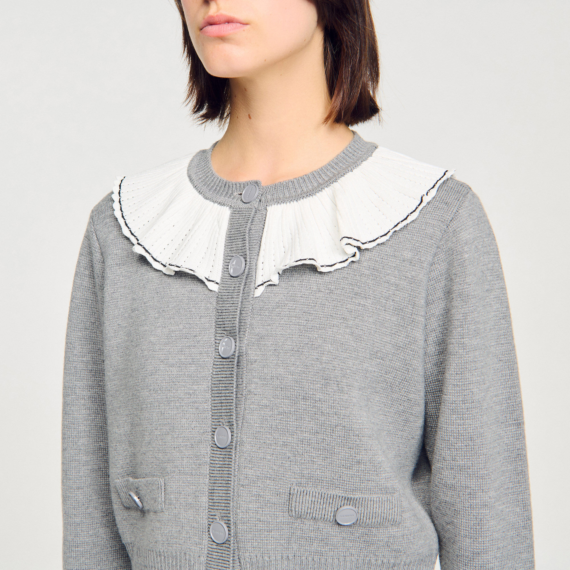 Cardigan with contrast collar