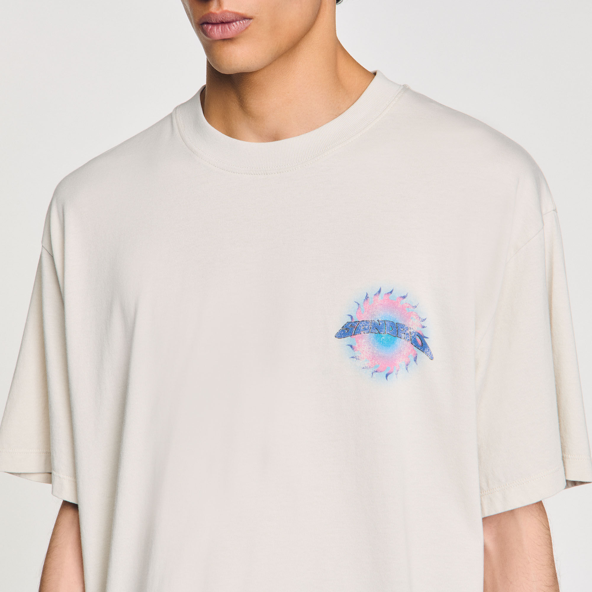 Sun motif T-shirt black / gray for Men | Sandro Paris