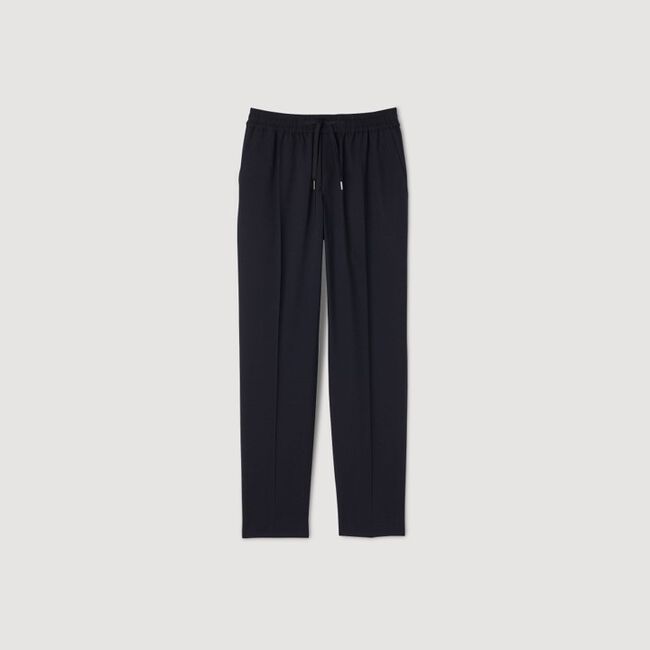 Elasticated straight-leg trousers