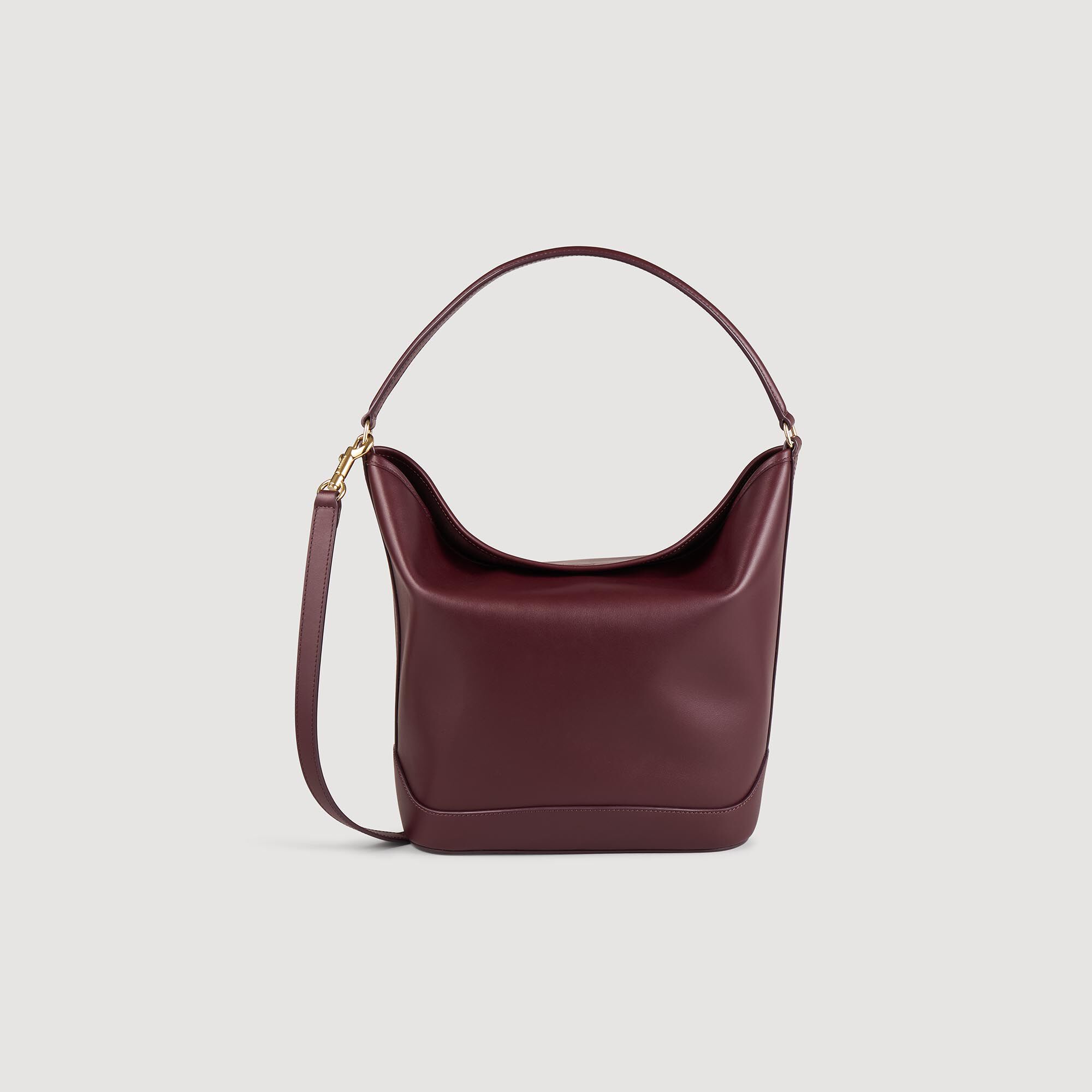 Leather bucket bag TANGOSO red For Women | Sandro Paris