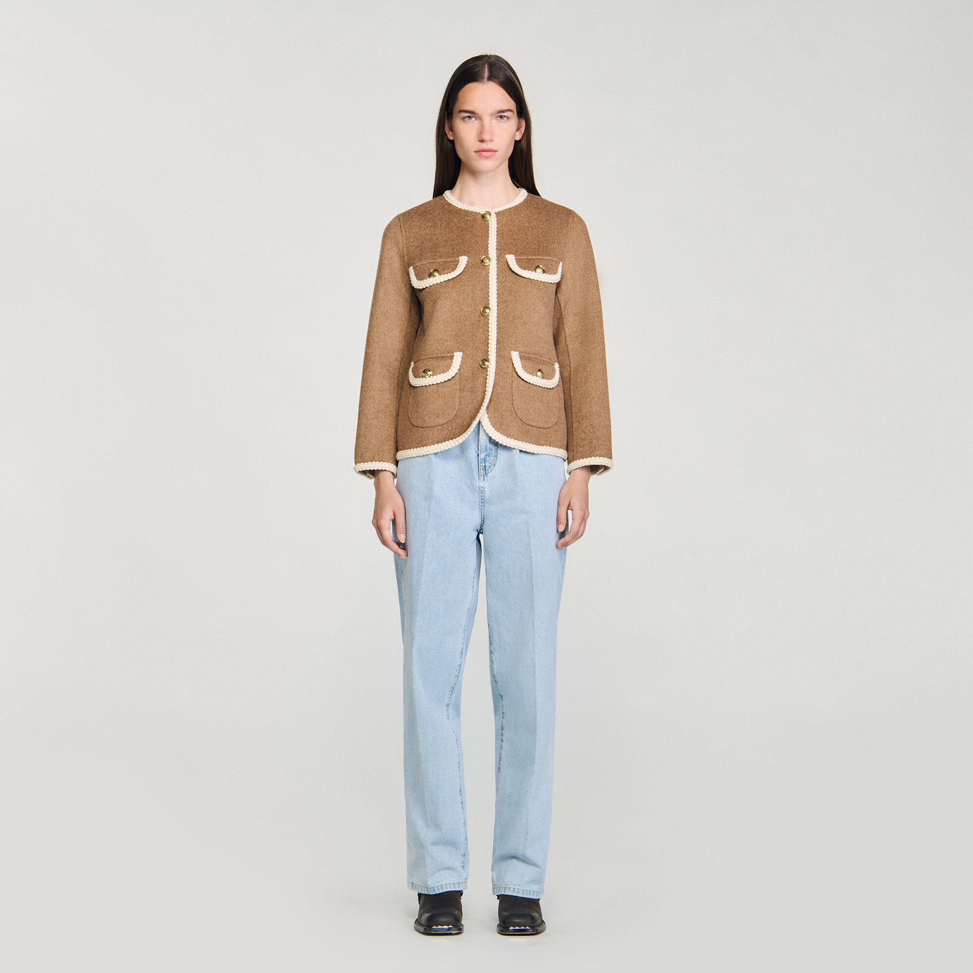 Double-faced jacket brown For Women | Sandro Paris