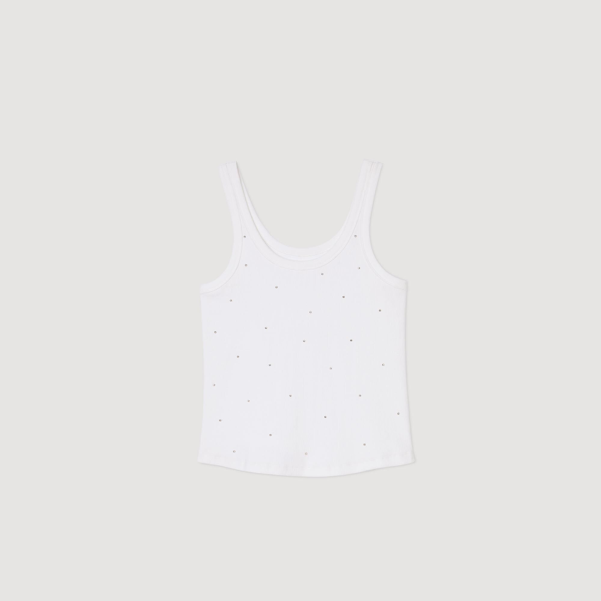 Vest top with rhinestones