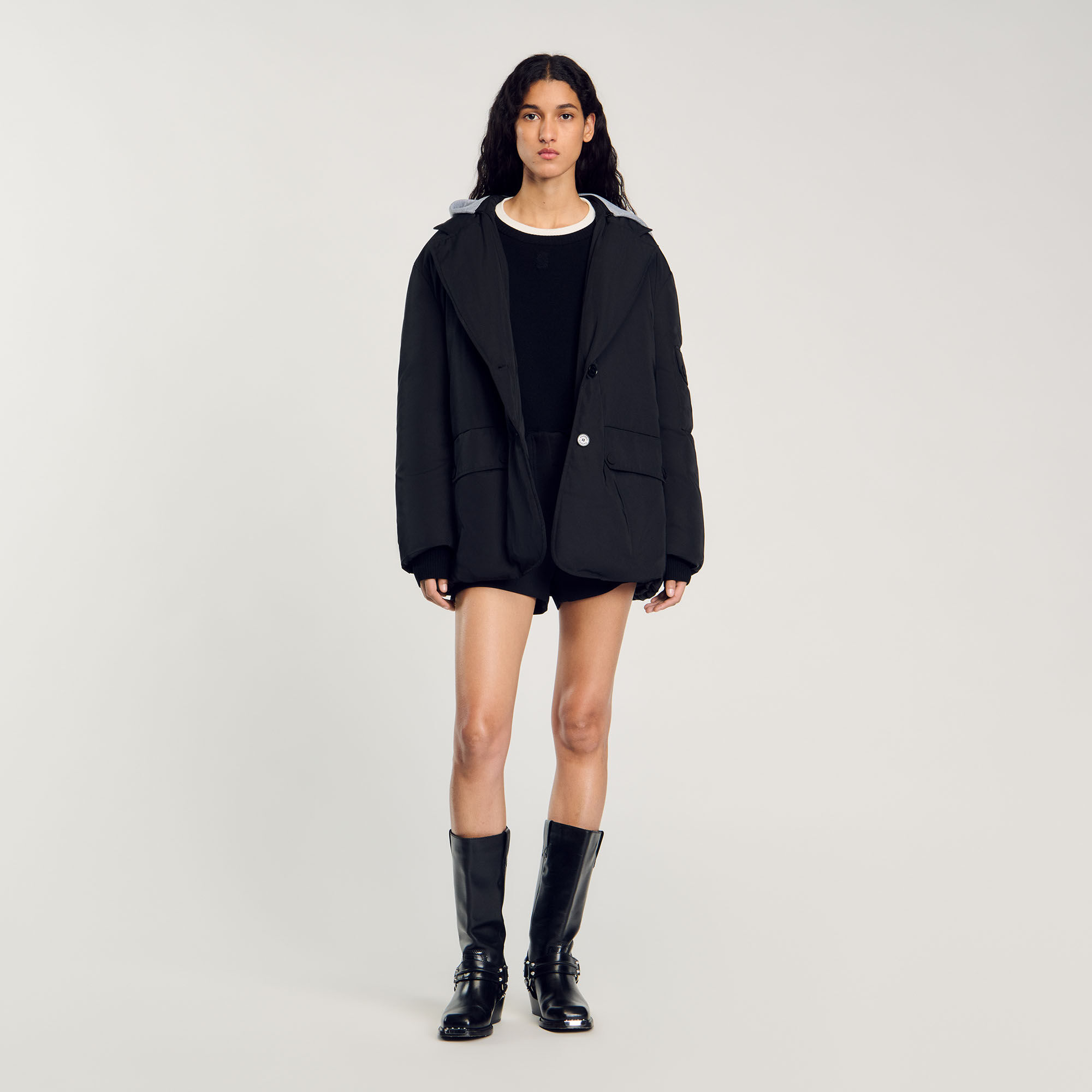 Sandro hooded coat hot sale