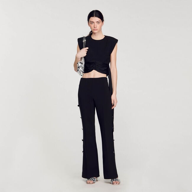 Crop top with asymmetric panels
