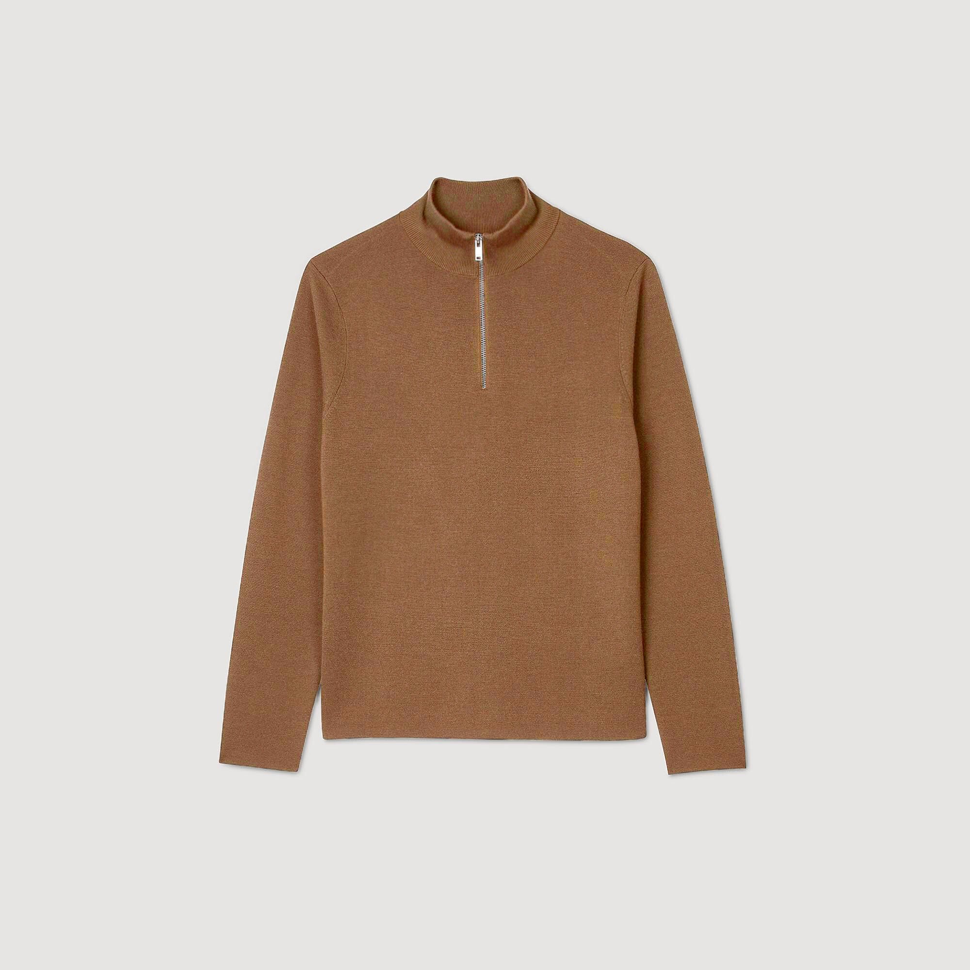 Wool jumper with zip collar