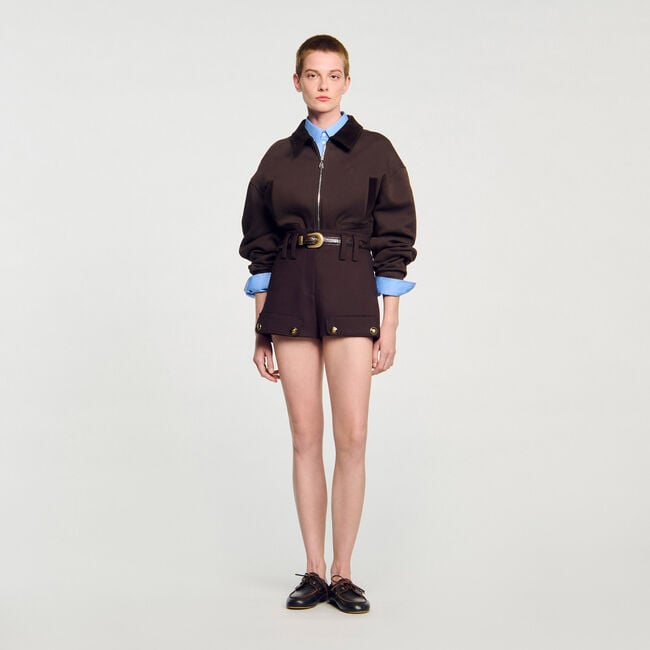 Cropped dual-fabric sweatshirt