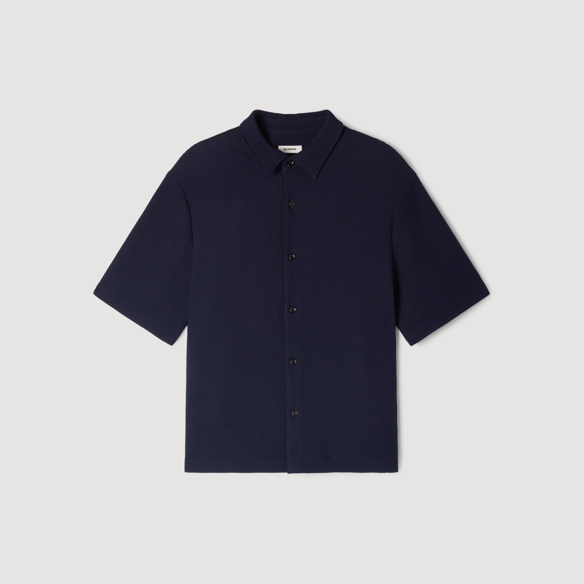 siro　904545 Textured shark collar shirt blue for Men | Sandro Paris
