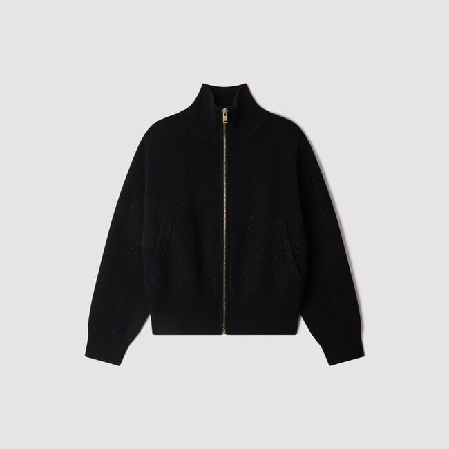 Standing collar strass cardigan - Women | Sandro