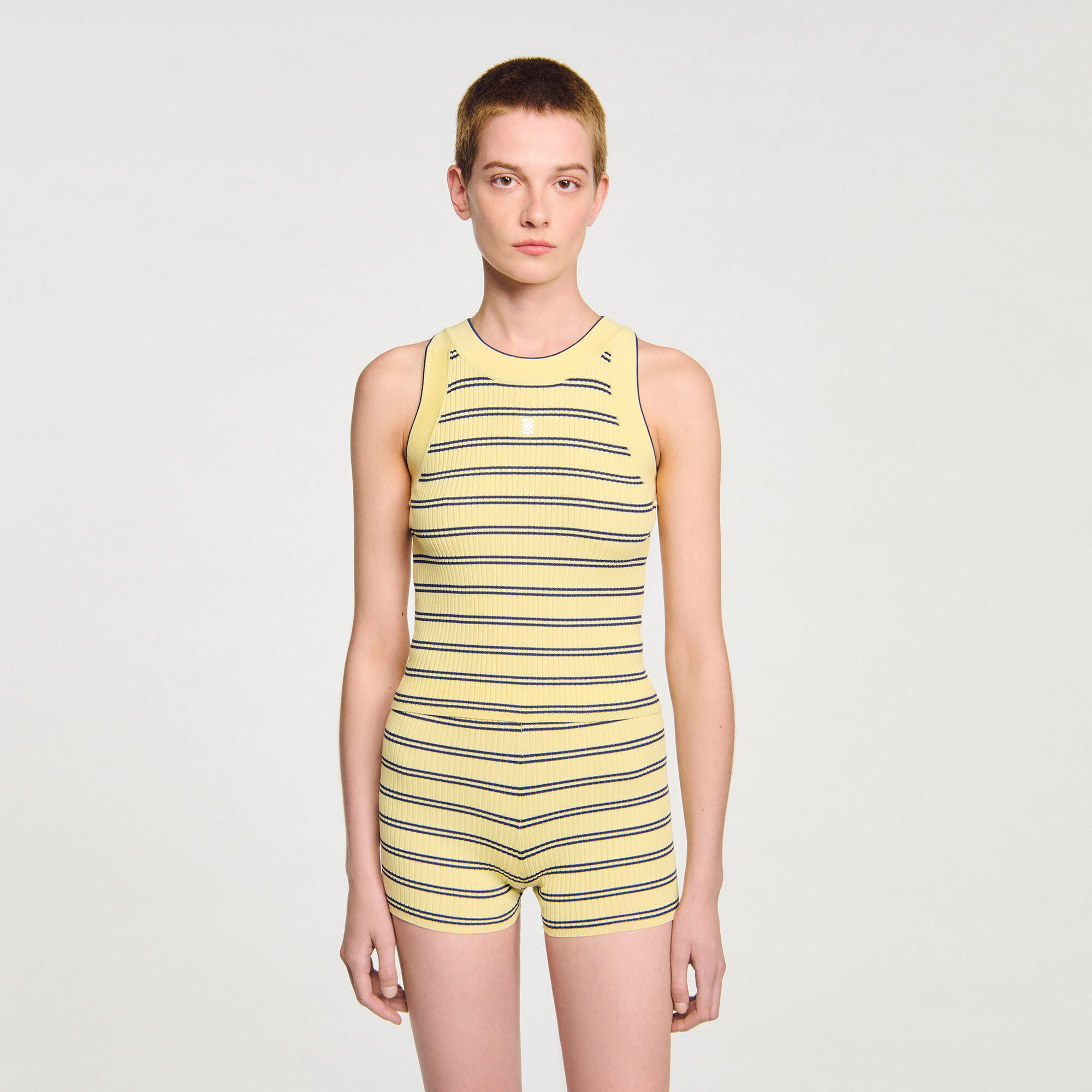 Striped knit vest top