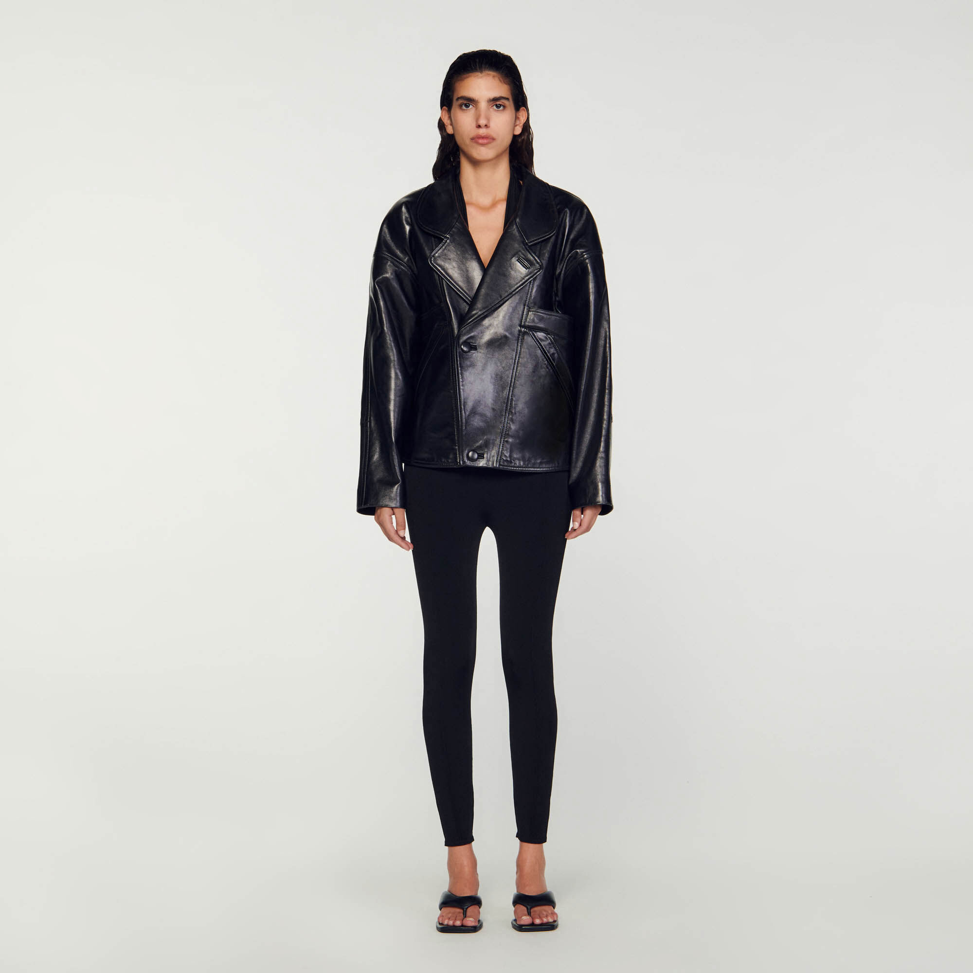 Oversized leather jacket
