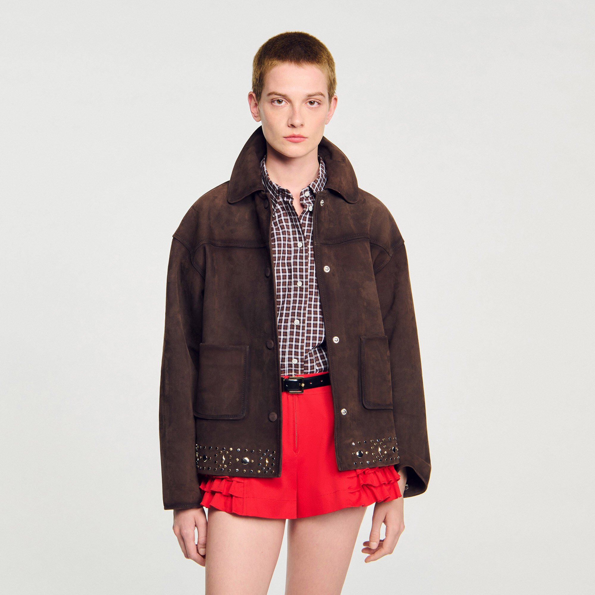 Studded suede leather jacket