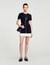 Short knit dress with ruffle