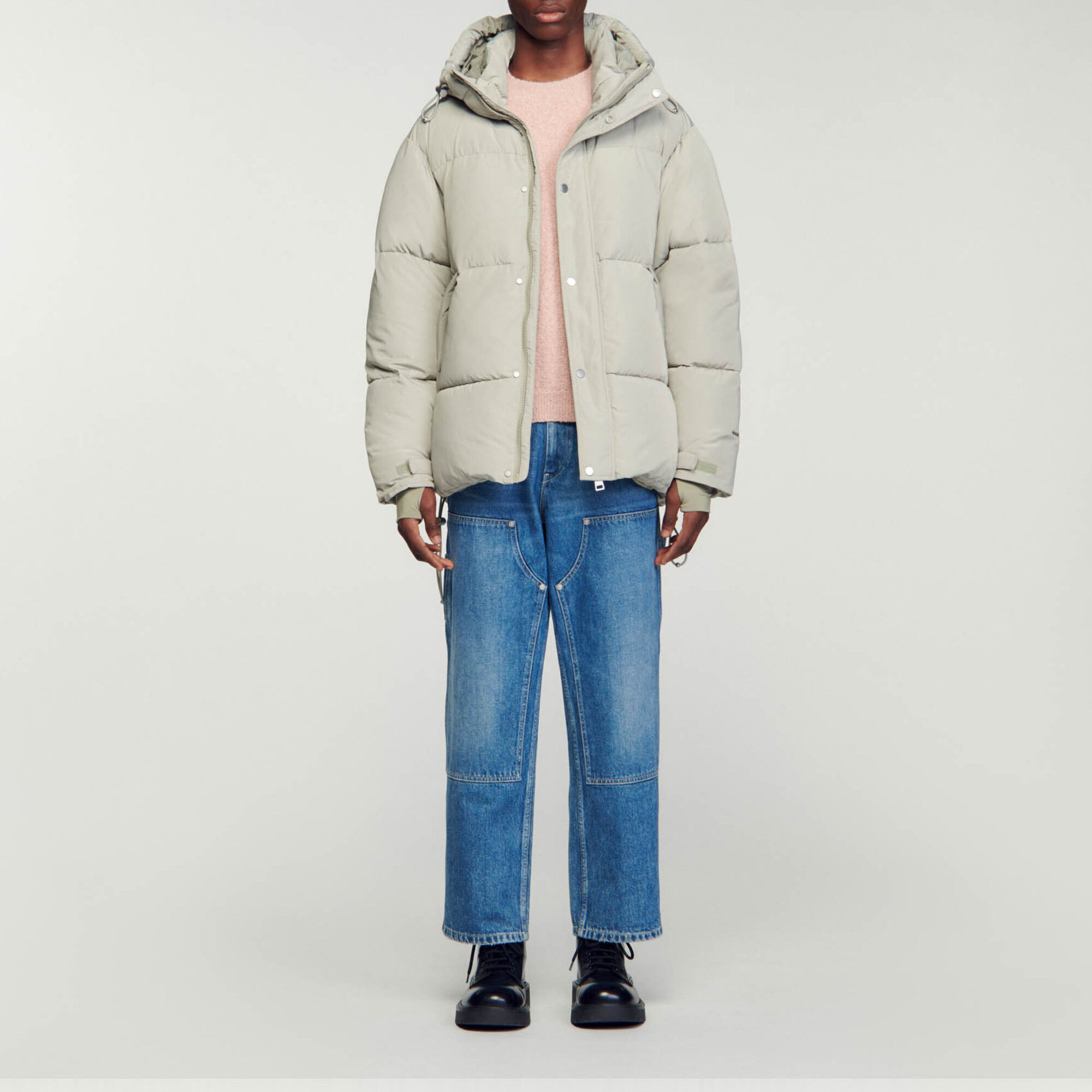 Hooded three quarter clearance length coat zara