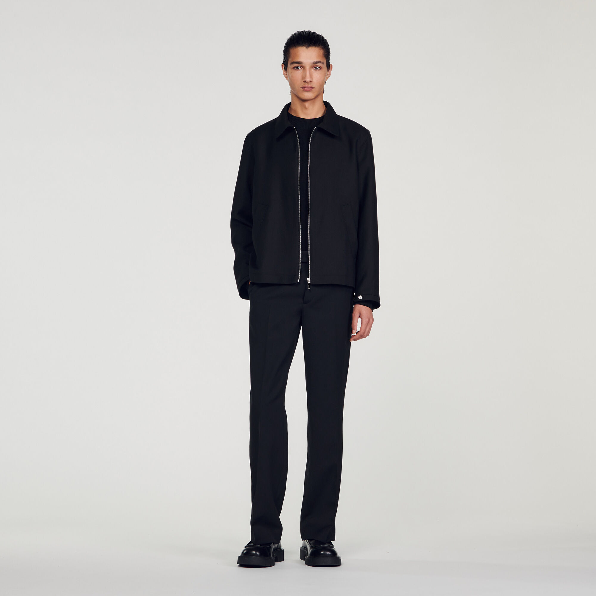 Wool blend jacket Black / Gray | Sandro Paris