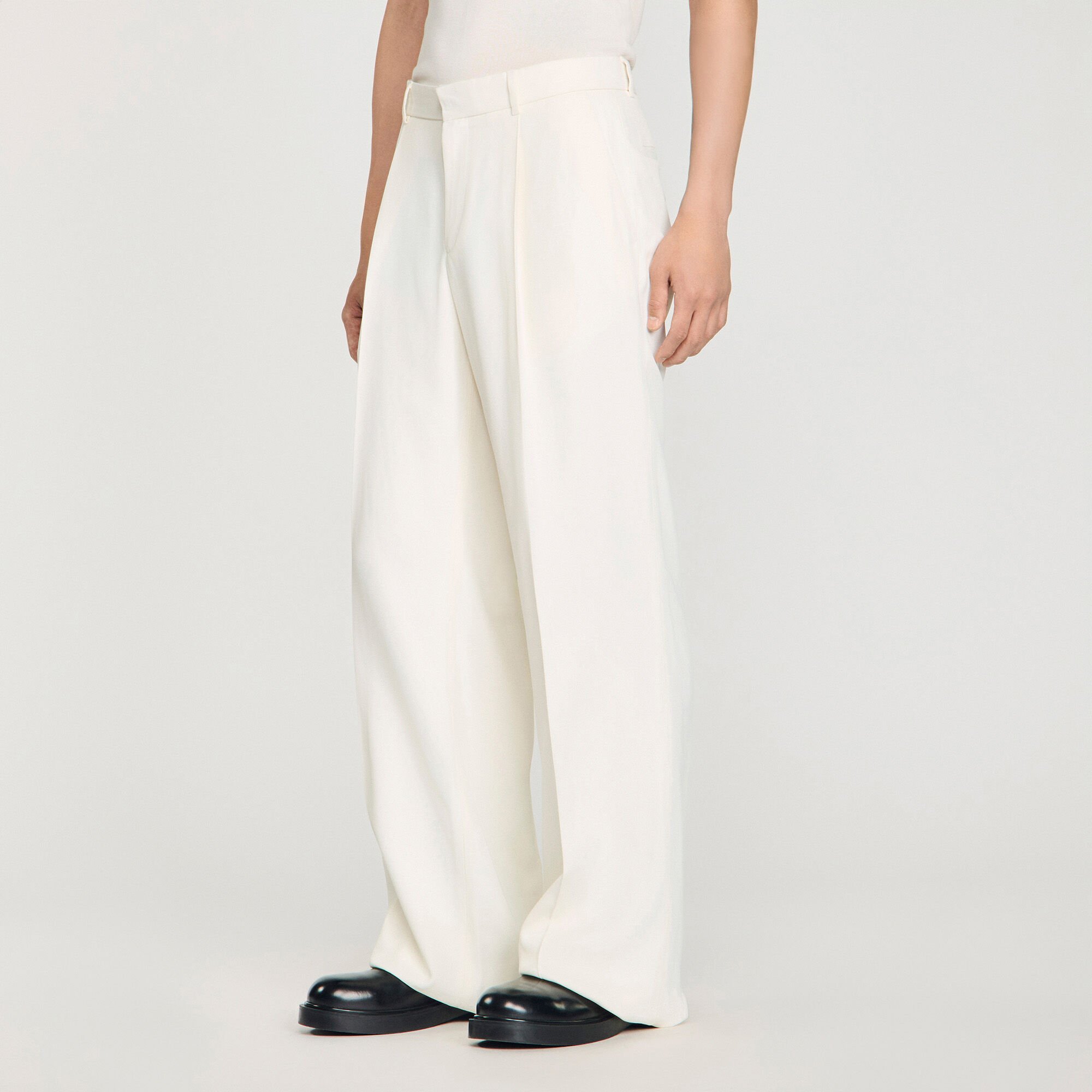 Wide-leg fluid viscose trousers