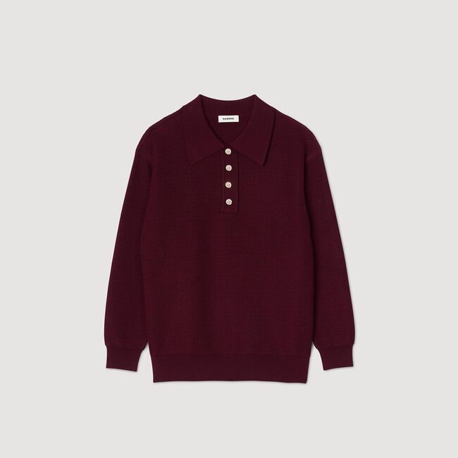 Cable knit polo-neck jumper