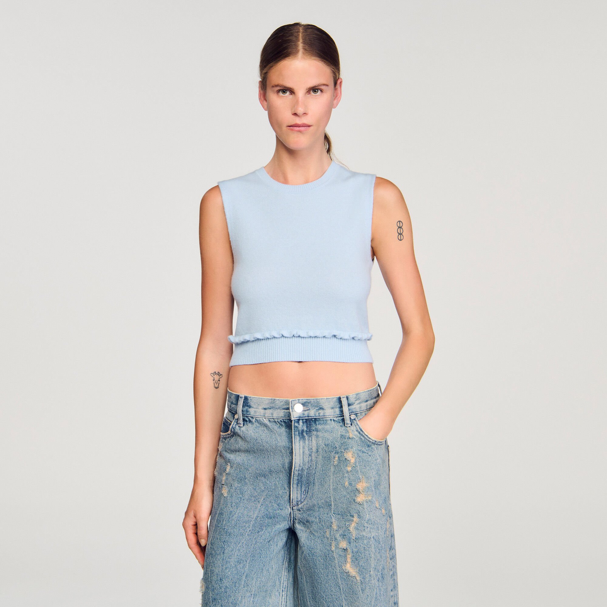 Ruffled cropped jumper