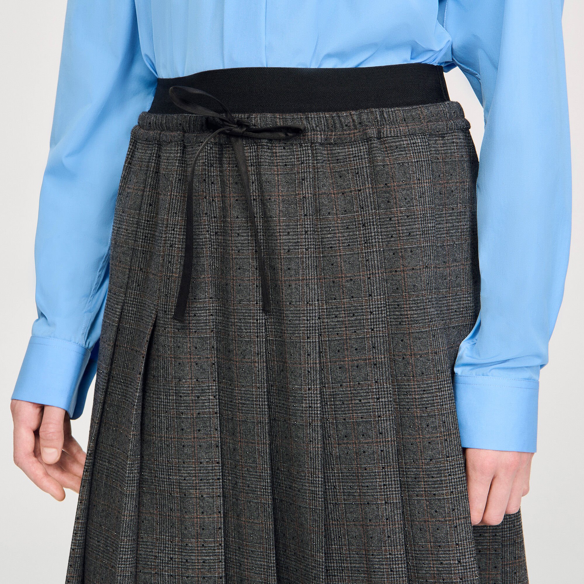 Long pleated rhinestone skirt