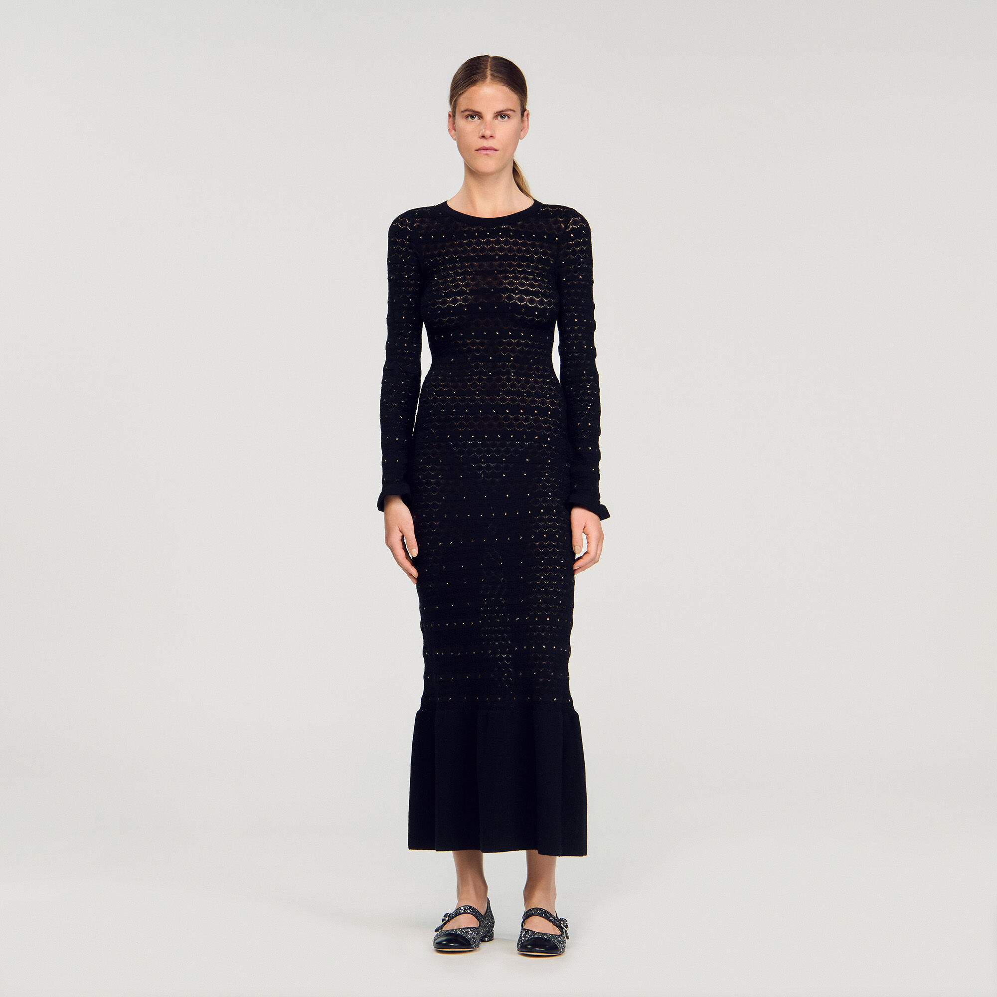 Rhinestone knit maxi dress