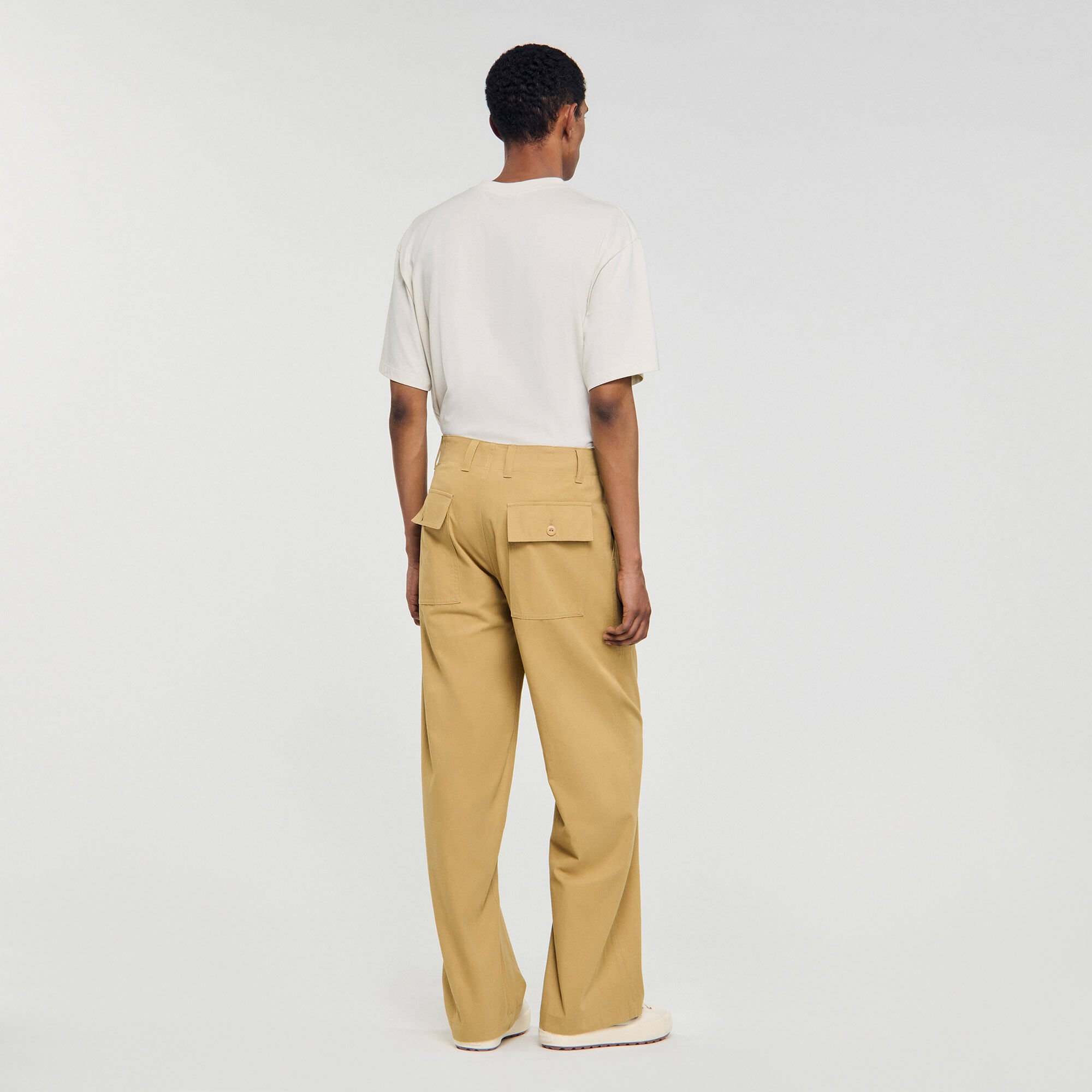 Wide-leg cotton trousers