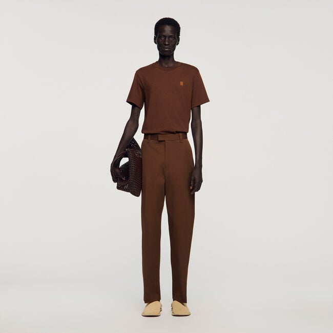 Wide-leg cotton trousers