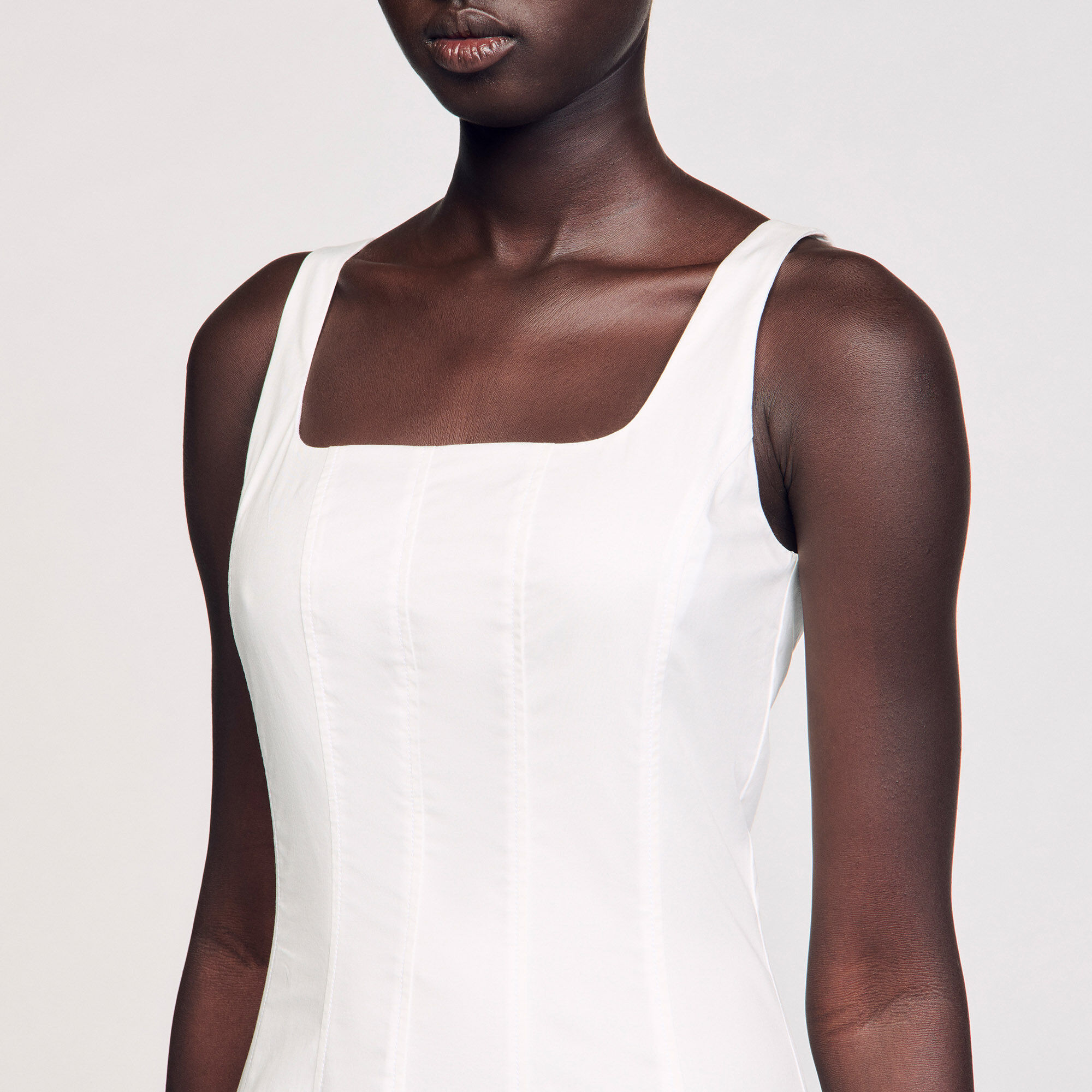 【海外限定】Sandroワンピース☆Gathered-Neckline Linen-Blend 海外限定】Sandroワンピース☆Gathered-Neckline Linen-Blend