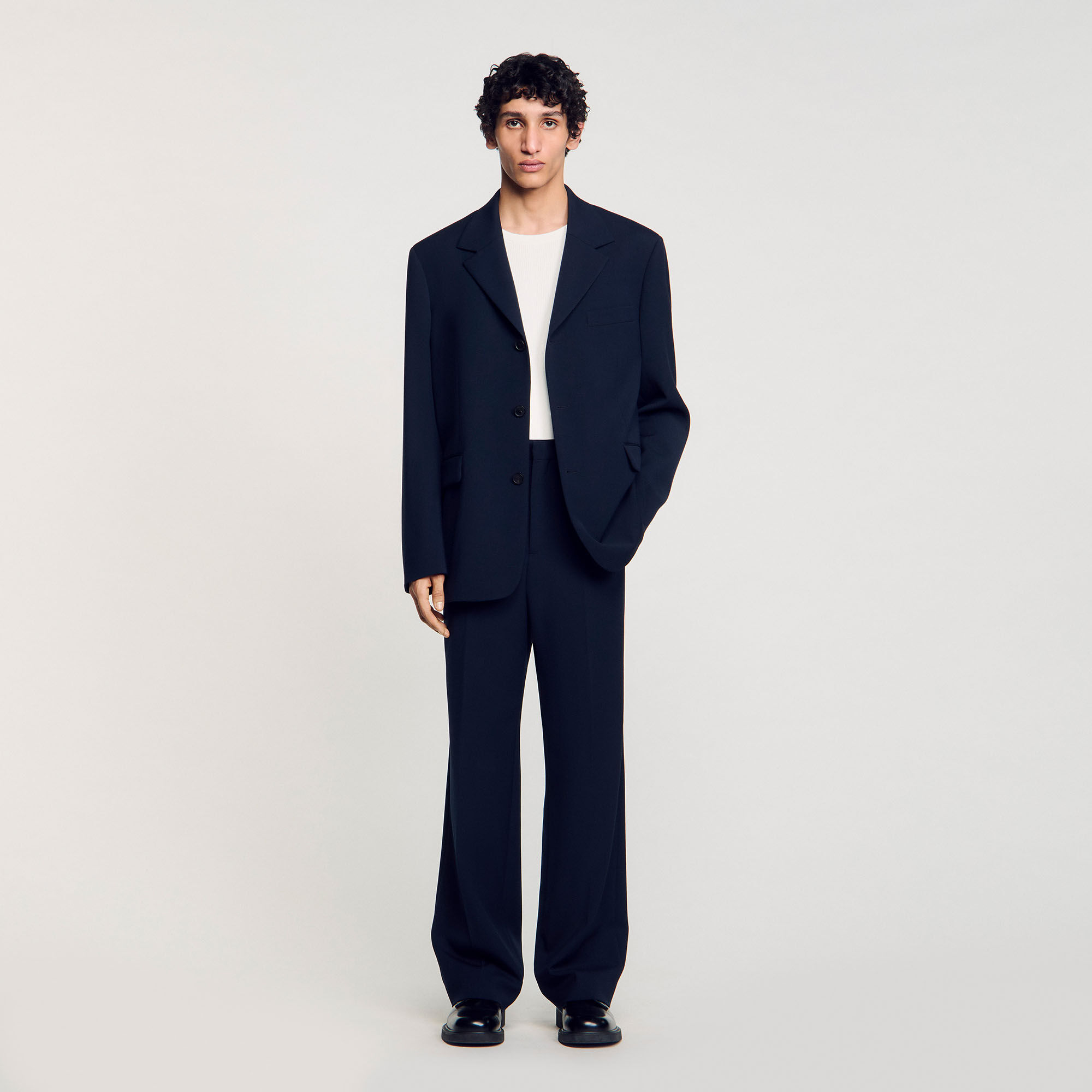 Oversized wool suit jacket blue for Men | Sandro Paris