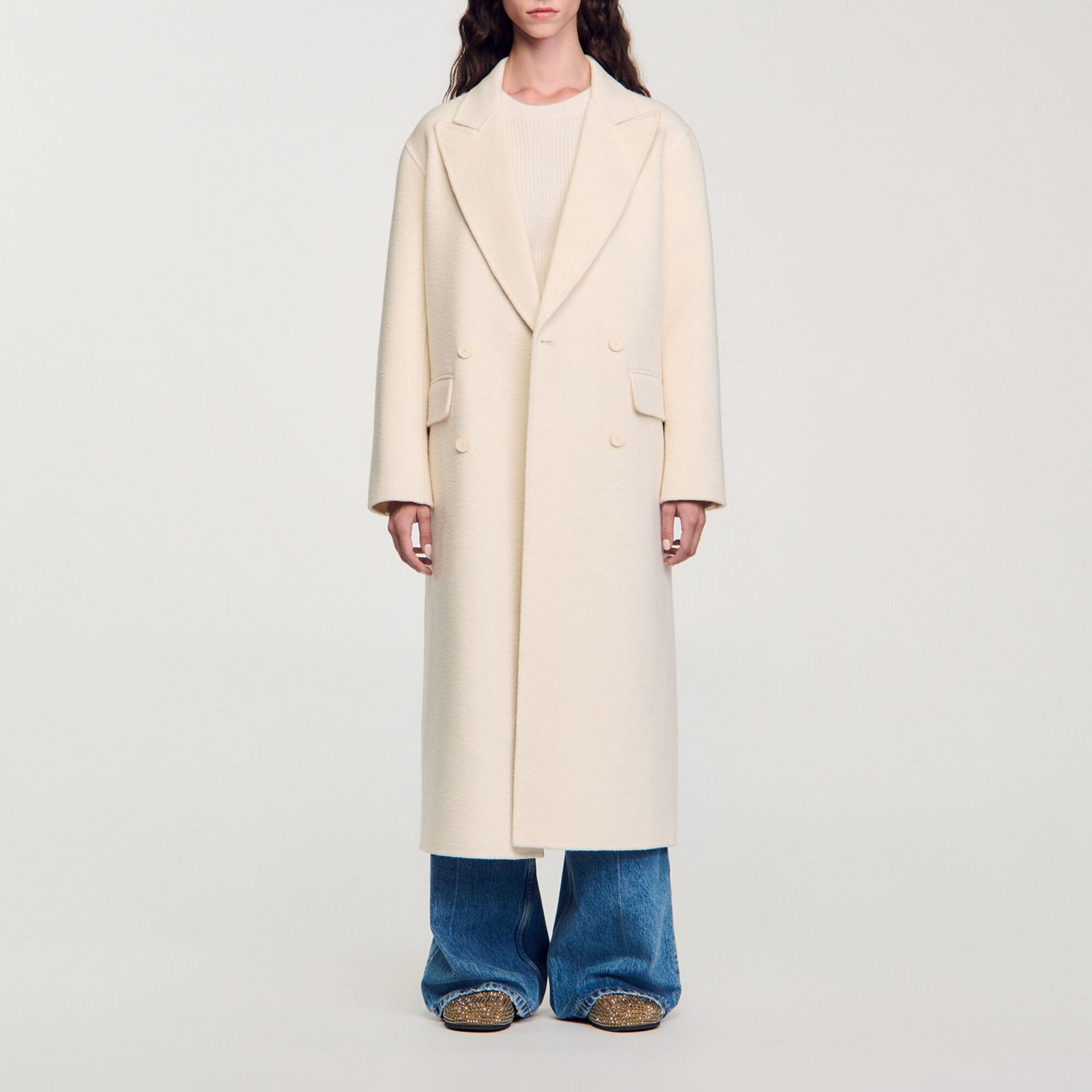 Long wool-blend coat