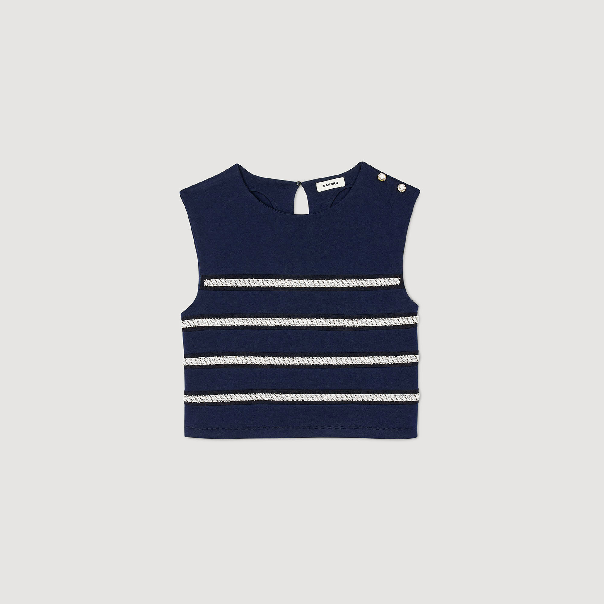 Sleeveless striped T-shirt