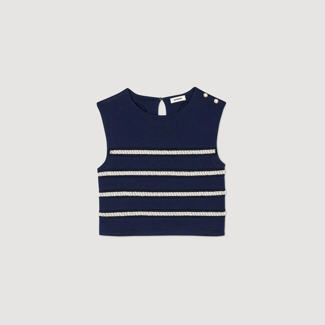 Sleeveless striped T-shirt