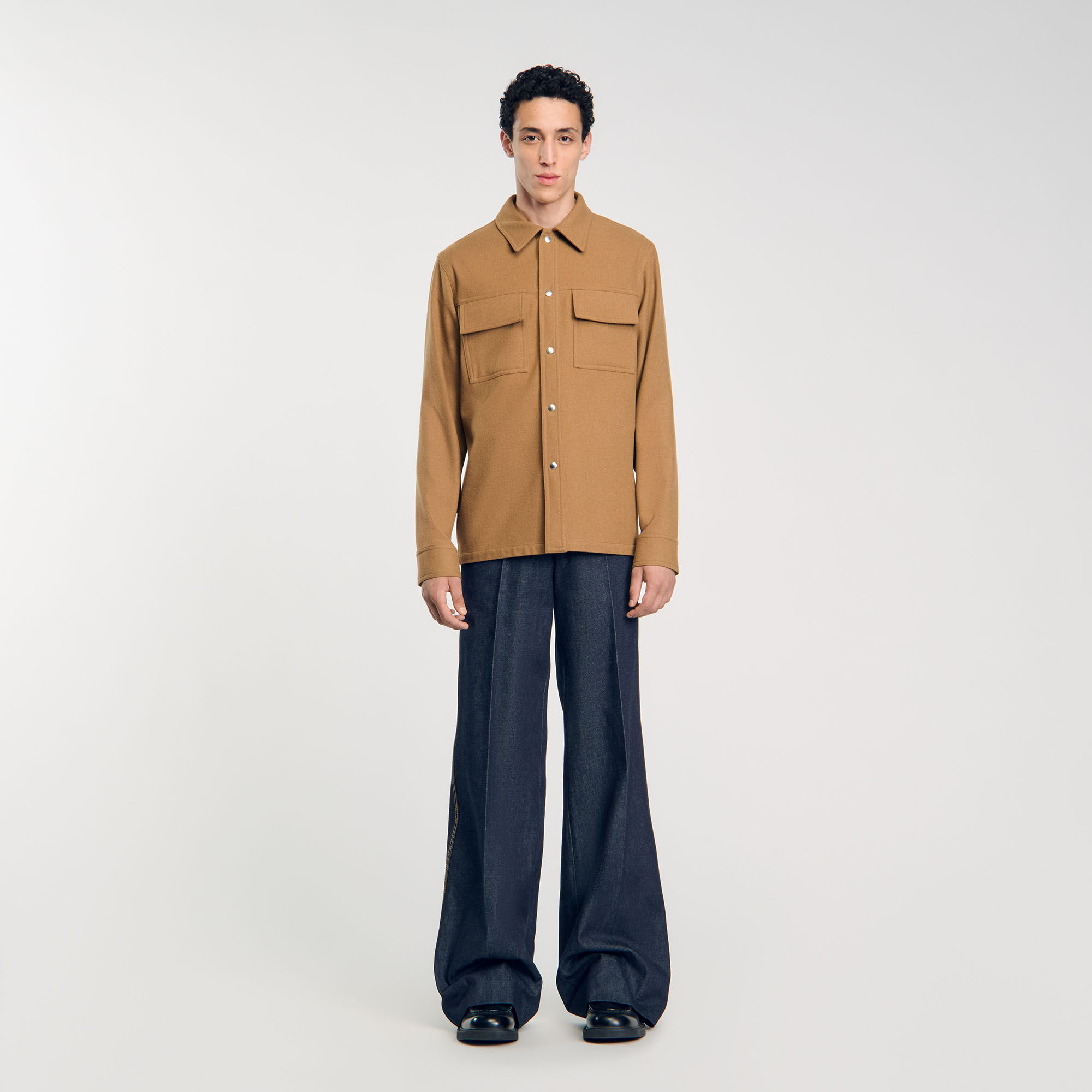 Wool overshirt white / beige for Men | Sandro Paris