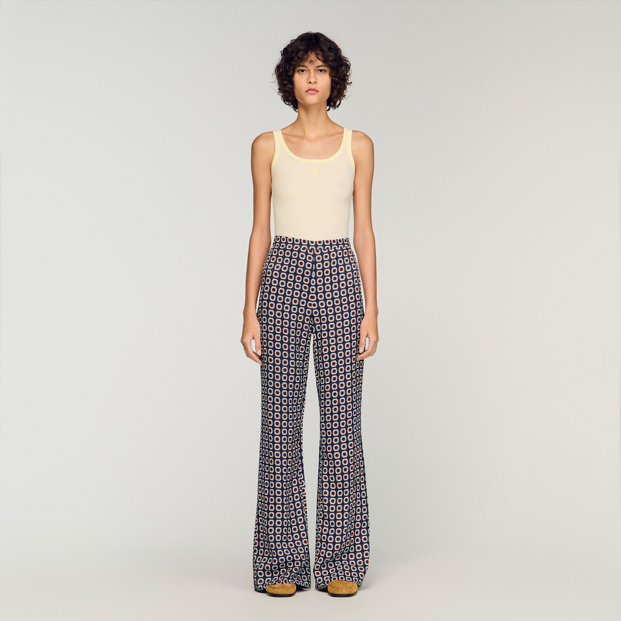 Floral-print floaty trousers