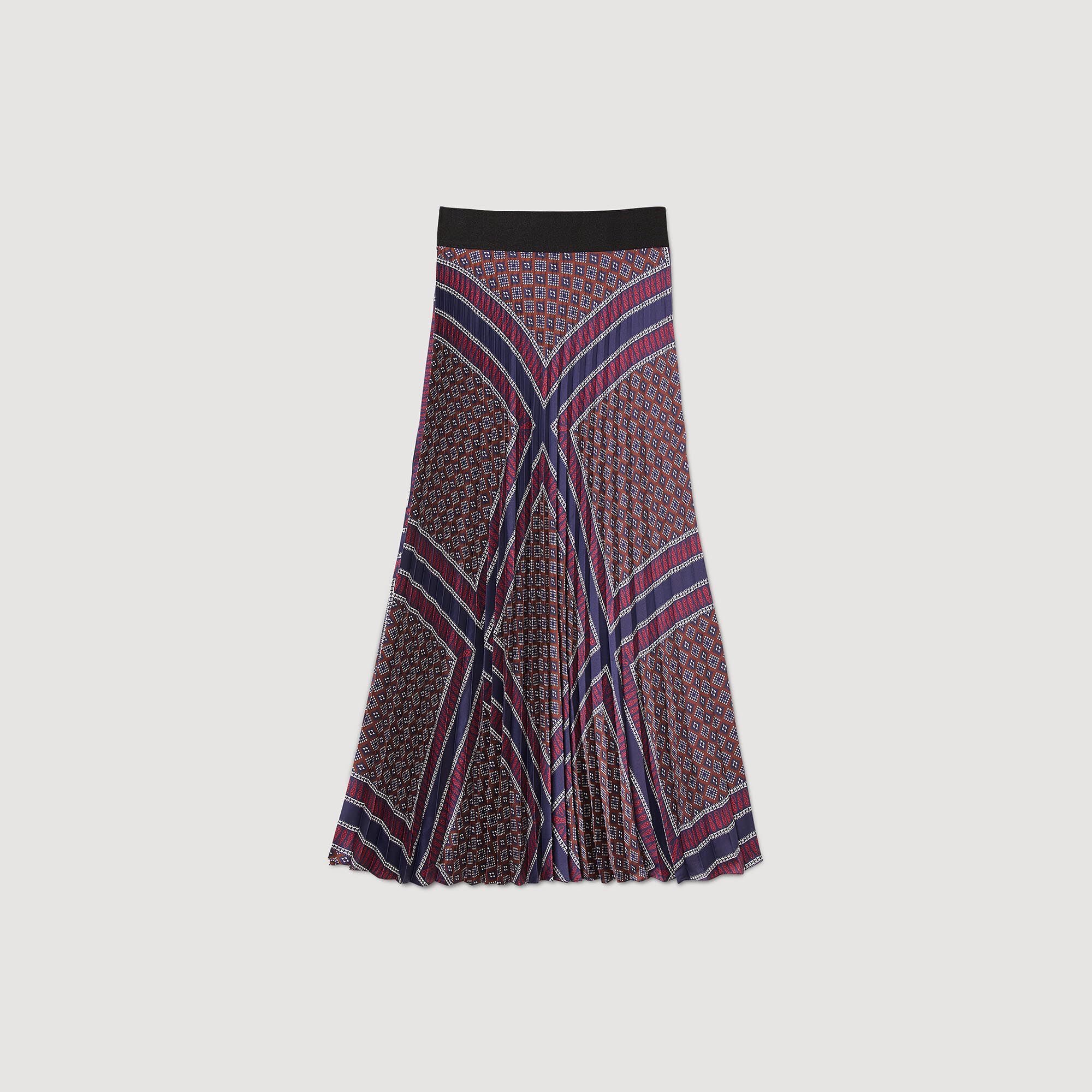 Printed pleated long skirt