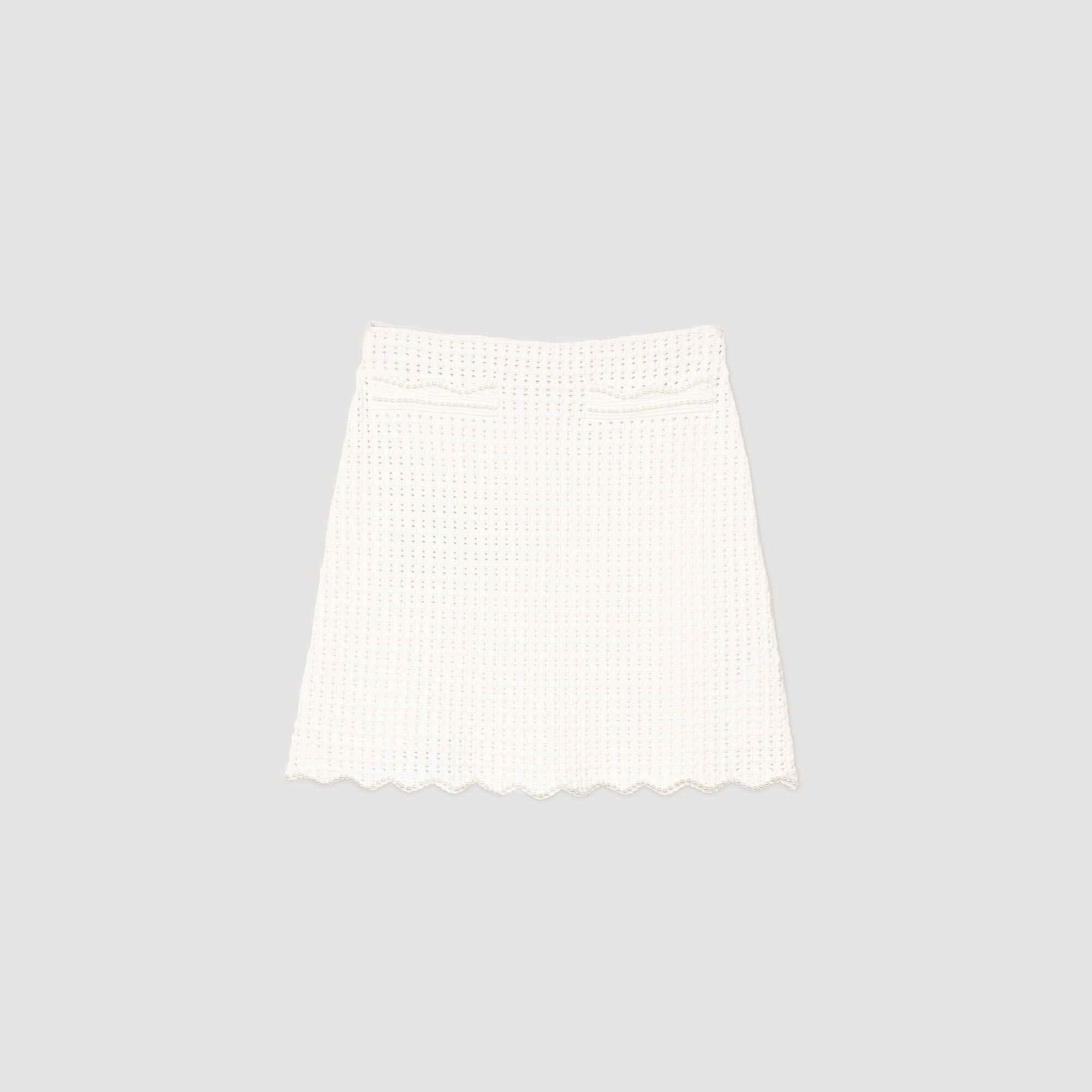 Short pearl bead knit skirt