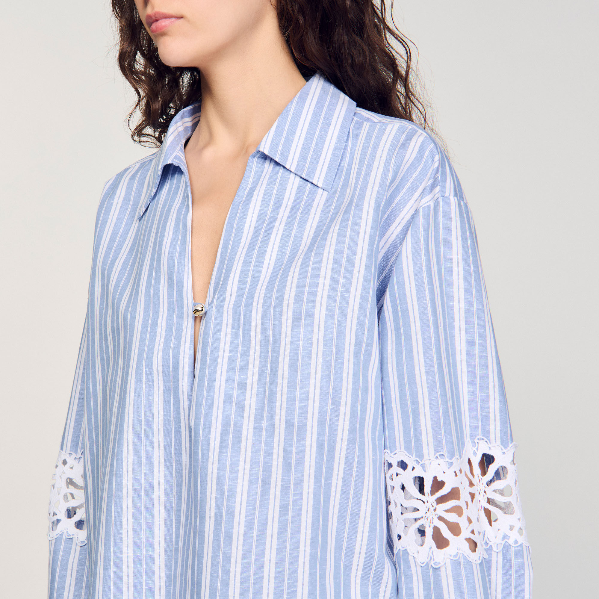 SANDRO 売れ筋商品|||サンドロ シャツ トップス レディース Shirts Azure Bandana print shirt blue For Women | Sandro Paris
