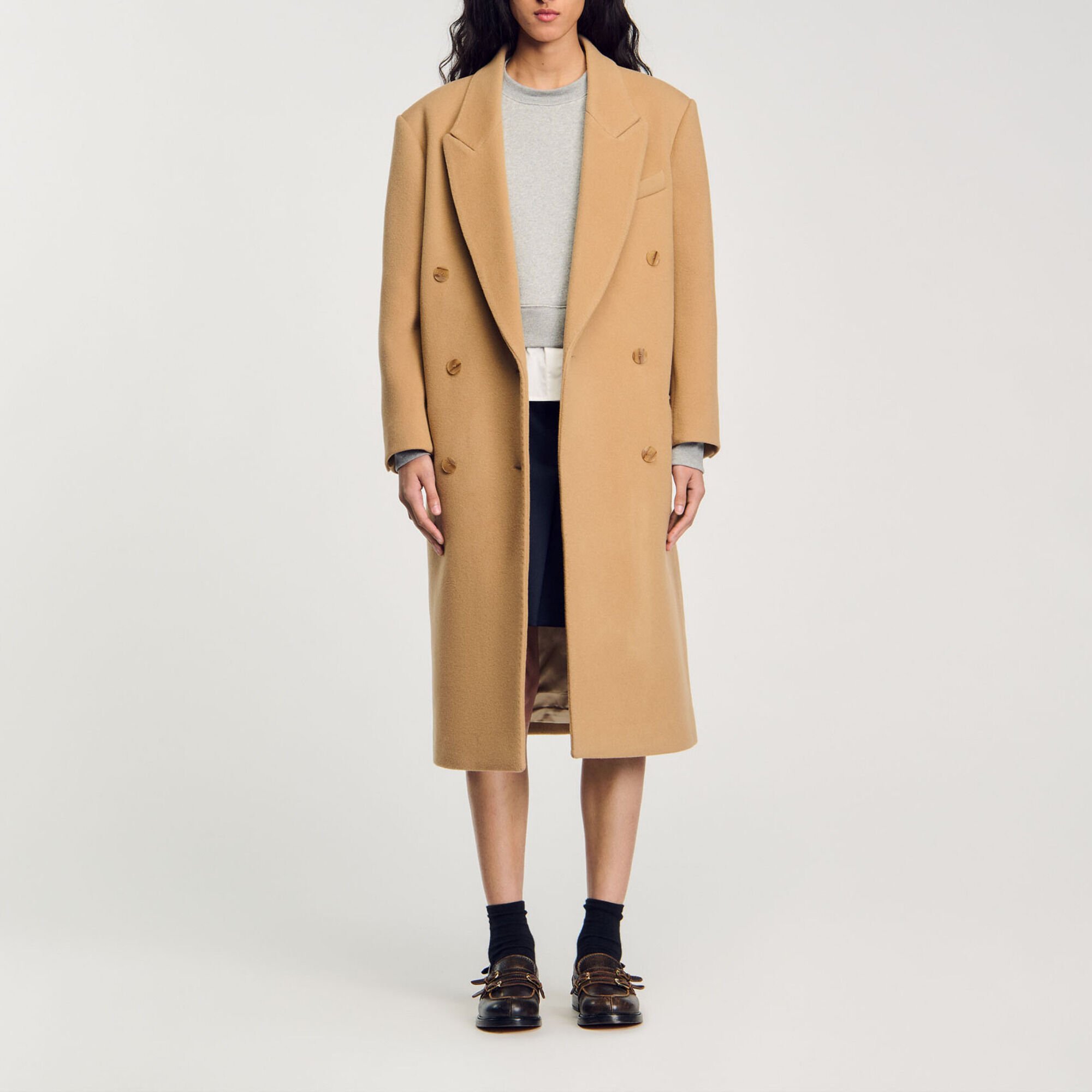 Long wool-blend coat