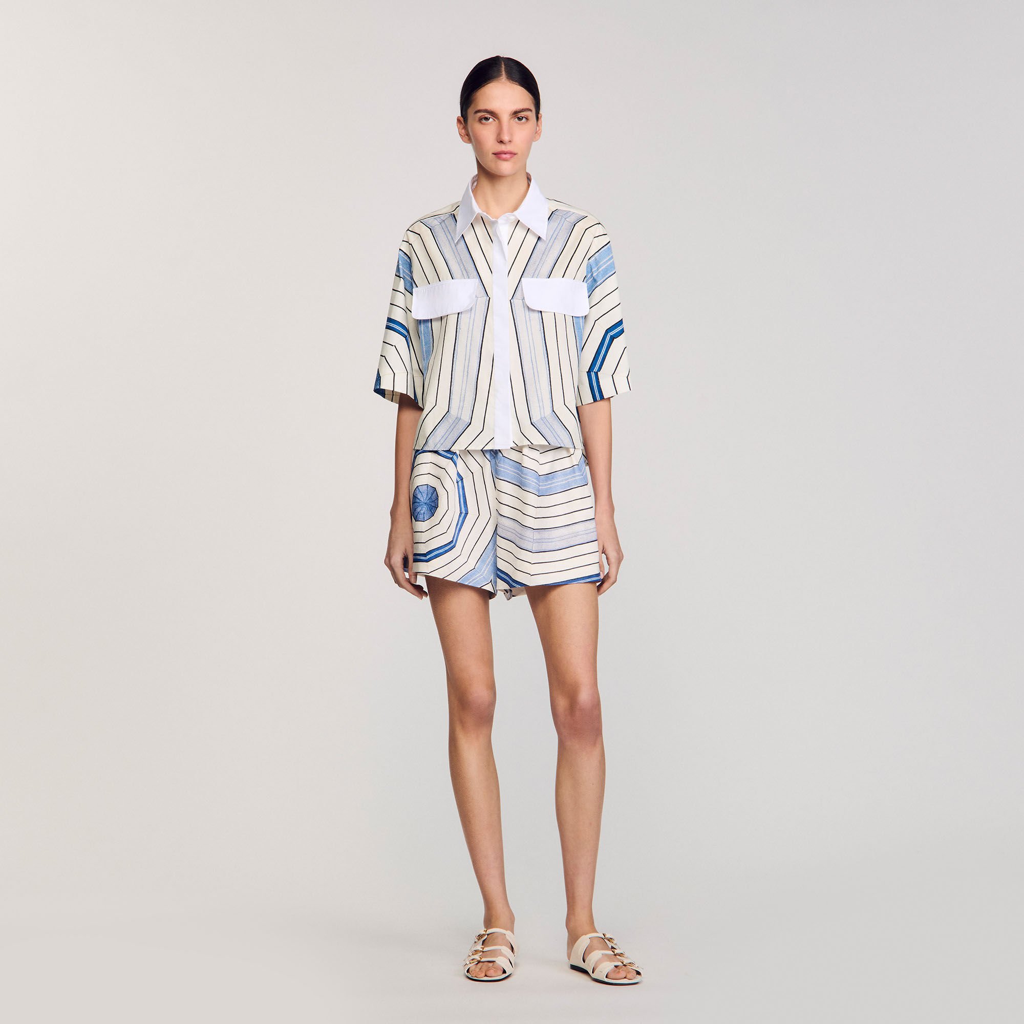激安通販の Spiral-motif shirt blue For Women | Sandro Paris トップス