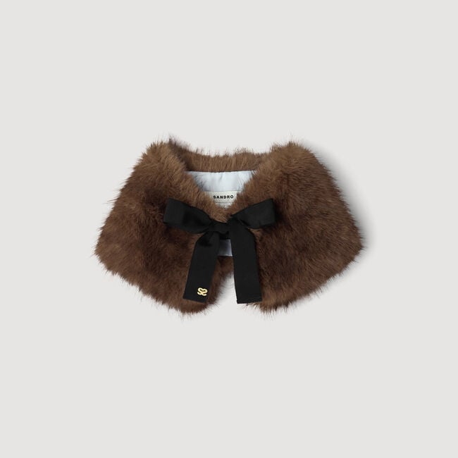 Faux fur collar with ribbon - Women | Sandro